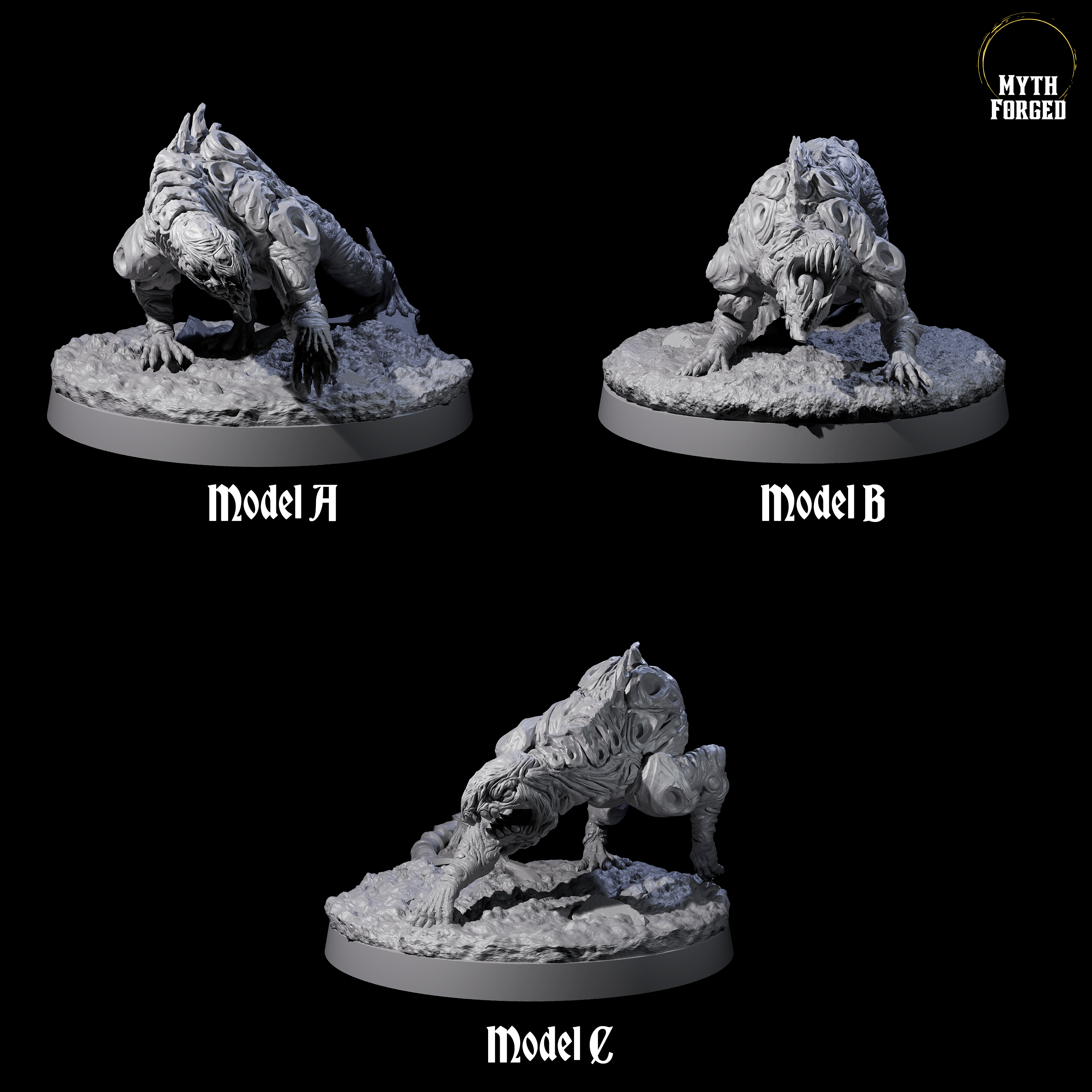 Three Stalking Slithering Trackers Miniature for Dungeons and Dragons, Pathfinder or other TTRPGs