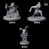 Three Stony Animated Statues Miniature for Dungeons and Dragons, Pathfinder or other TTRPGs