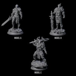 Three Striding Knights Miniature for Dungeons and Dragons, Pathfinder or other TTRPGs