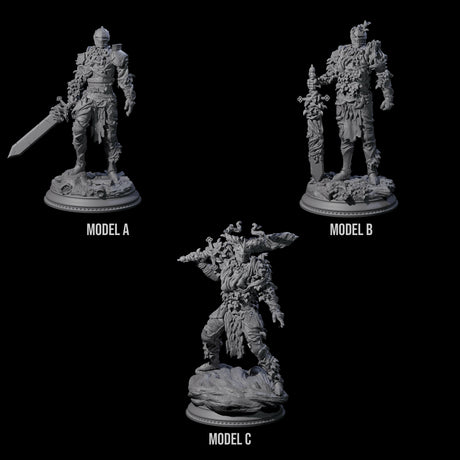 Three Striding Knights Miniature for Dungeons and Dragons, Pathfinder or other TTRPGs