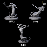Three Striking Yuan-ti Abominations Miniature for Dungeons and Dragons, Pathfinder or other TTRPGs