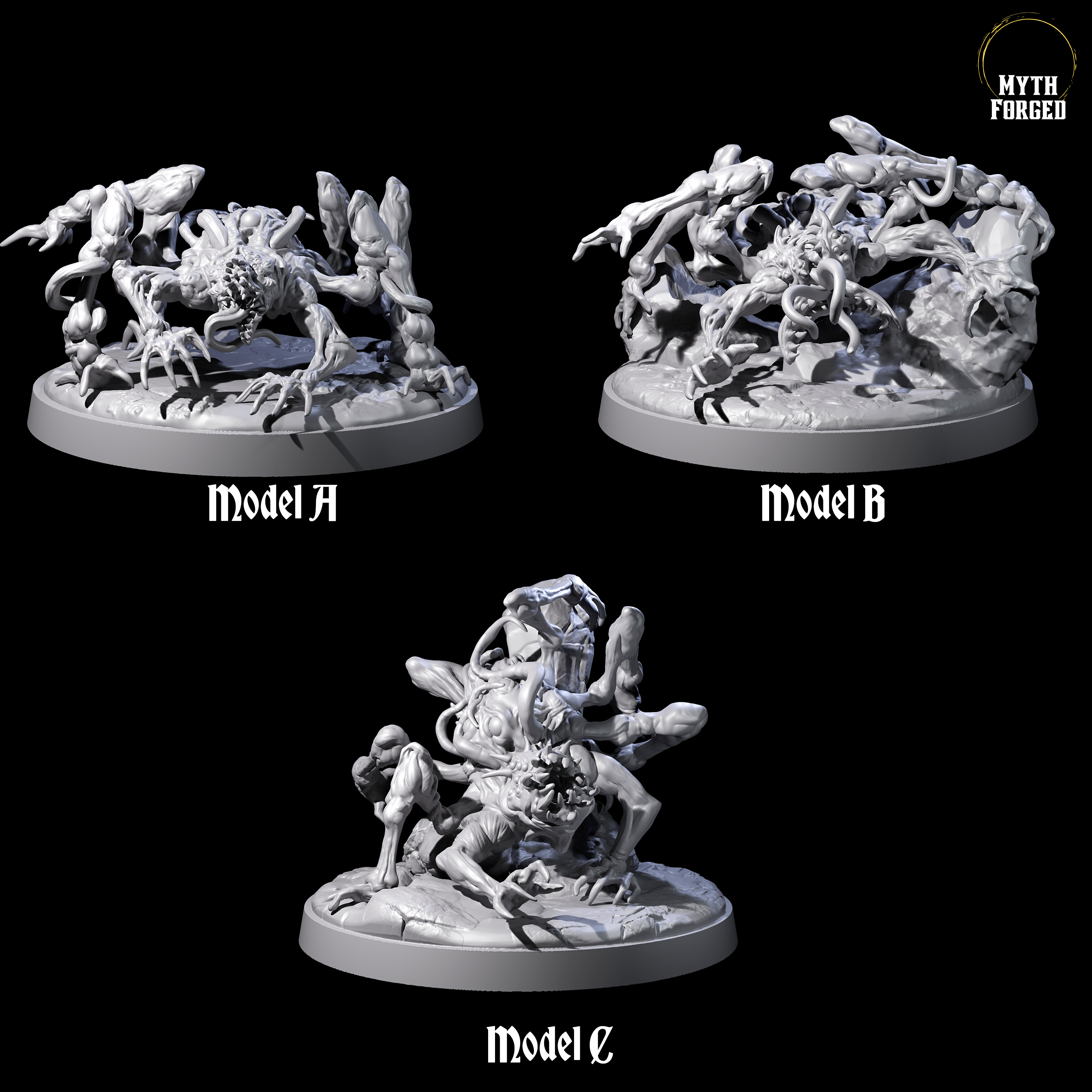 Three Stringy Voidspawn Miniature for Dungeons and Dragons, Pathfinder or other TTRPGs