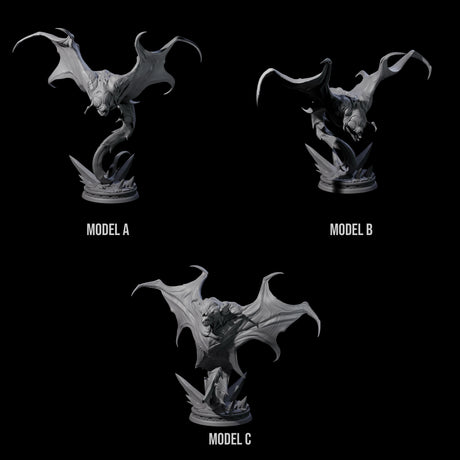 Three Swooping Cloakers Miniature for Dungeons and Dragons, Pathfinder or other TTRPGs