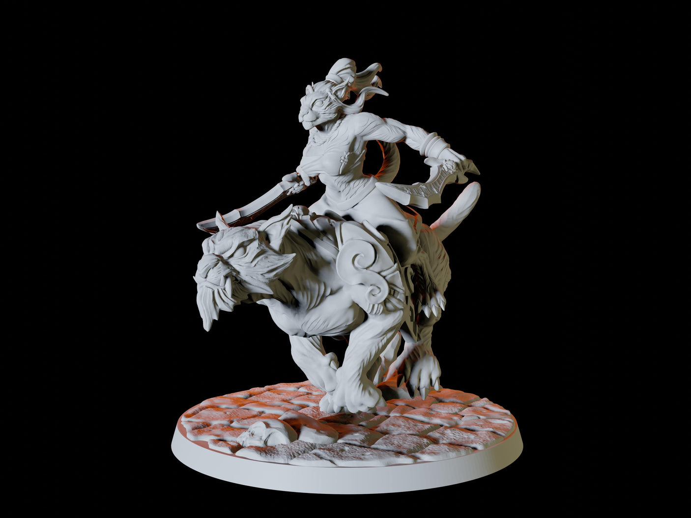 Three Tabaxi Riders Miniature for Dungeons and Dragons, Pathfinder or other TTRPGs