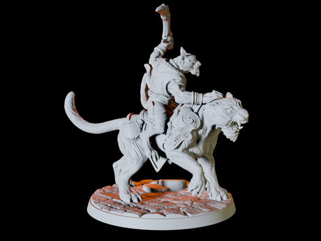 Three Tabaxi Riders Miniature for Dungeons and Dragons, Pathfinder or other TTRPGs