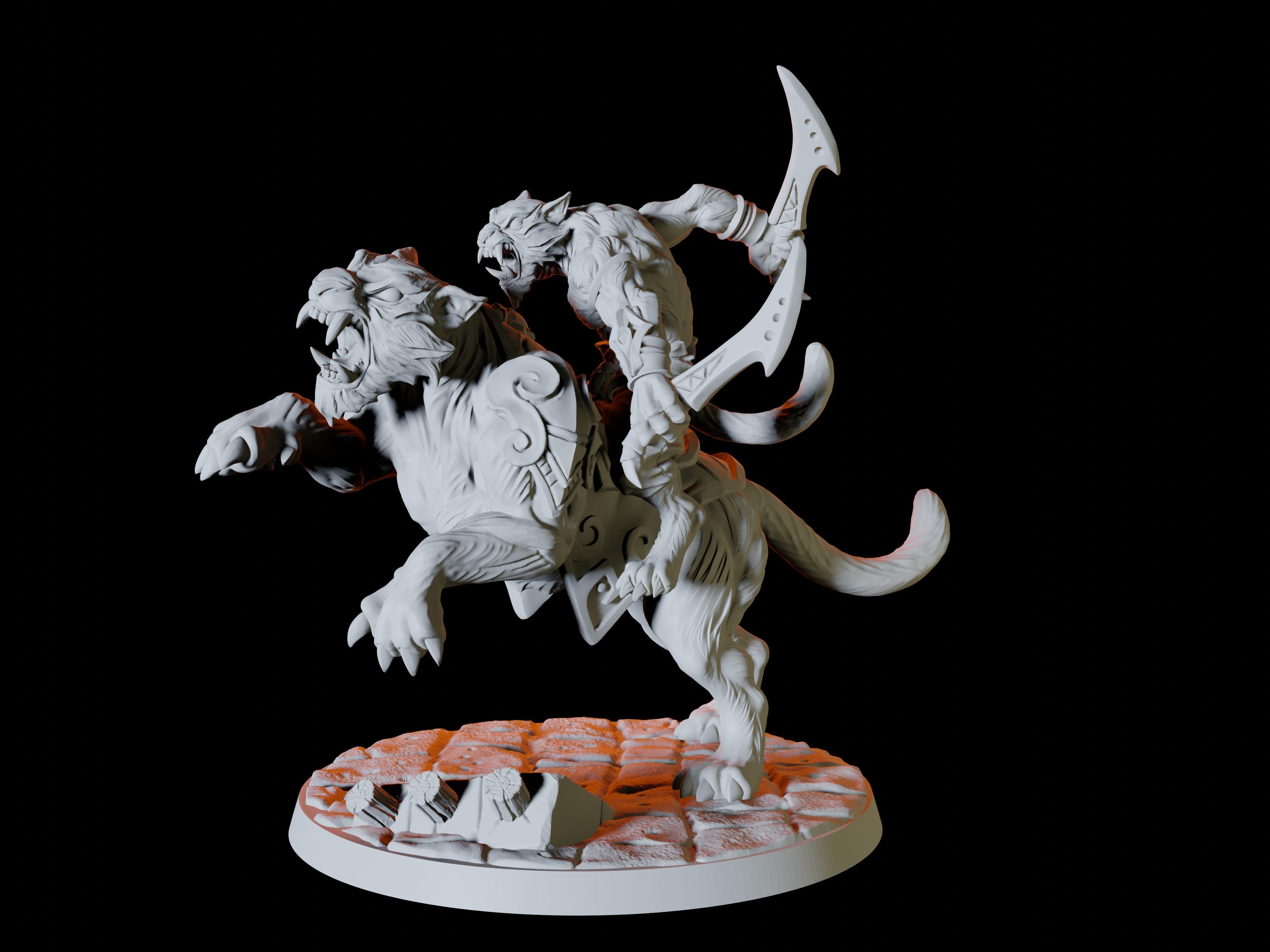 Three Tabaxi Rider Miniatures for Dungeons and Dragons - Myth Forged