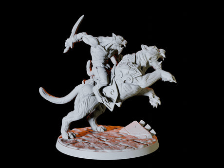Three Tabaxi Riders Miniature for Dungeons and Dragons, Pathfinder or other TTRPGs
