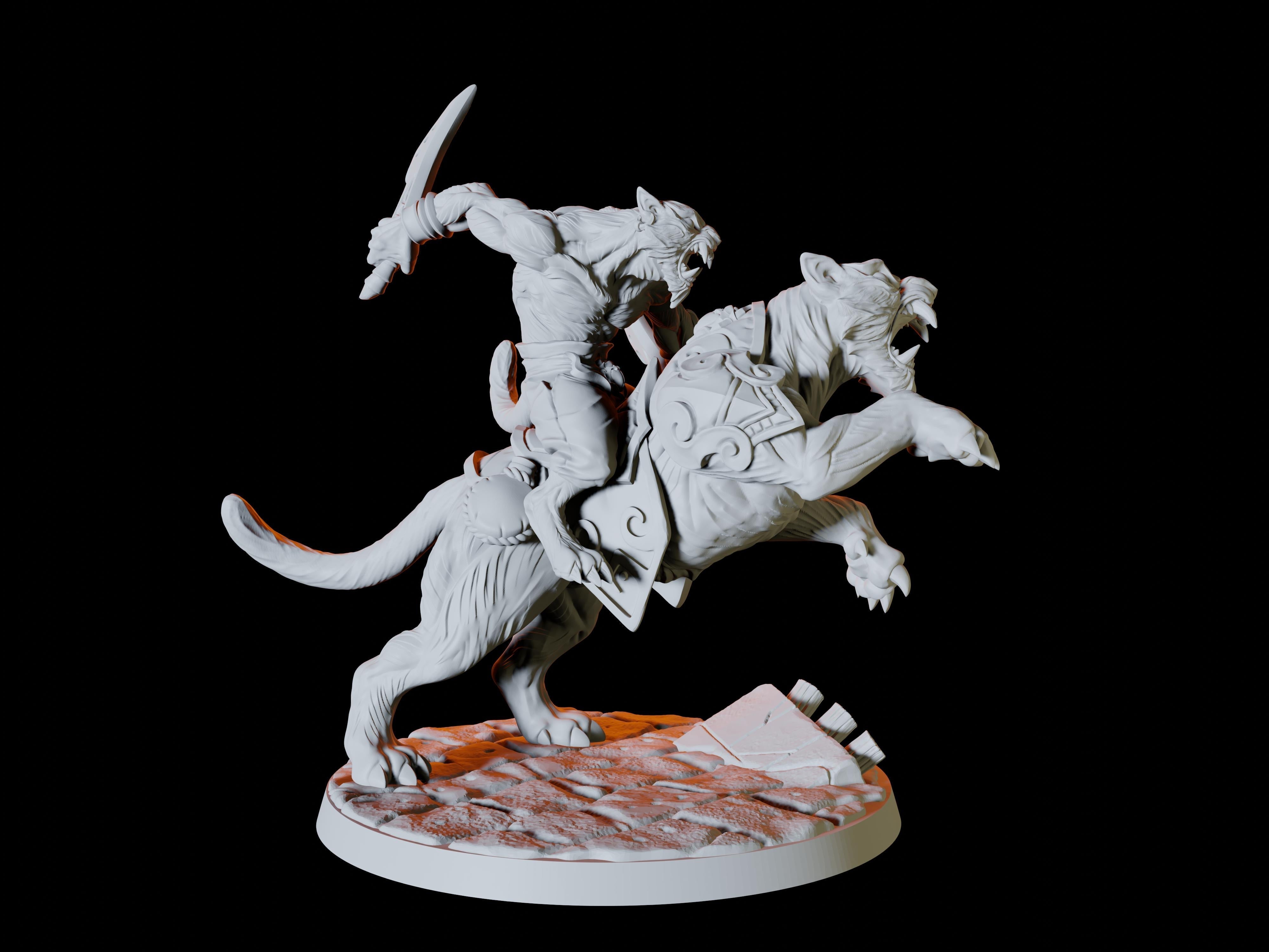 Three Tabaxi Rider Miniatures for Dungeons and Dragons - Myth Forged