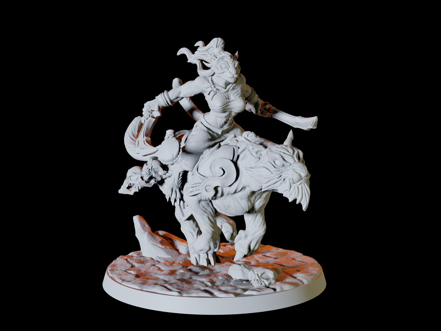 Three Tabaxi Riders Miniature for Dungeons and Dragons, Pathfinder or other TTRPGs