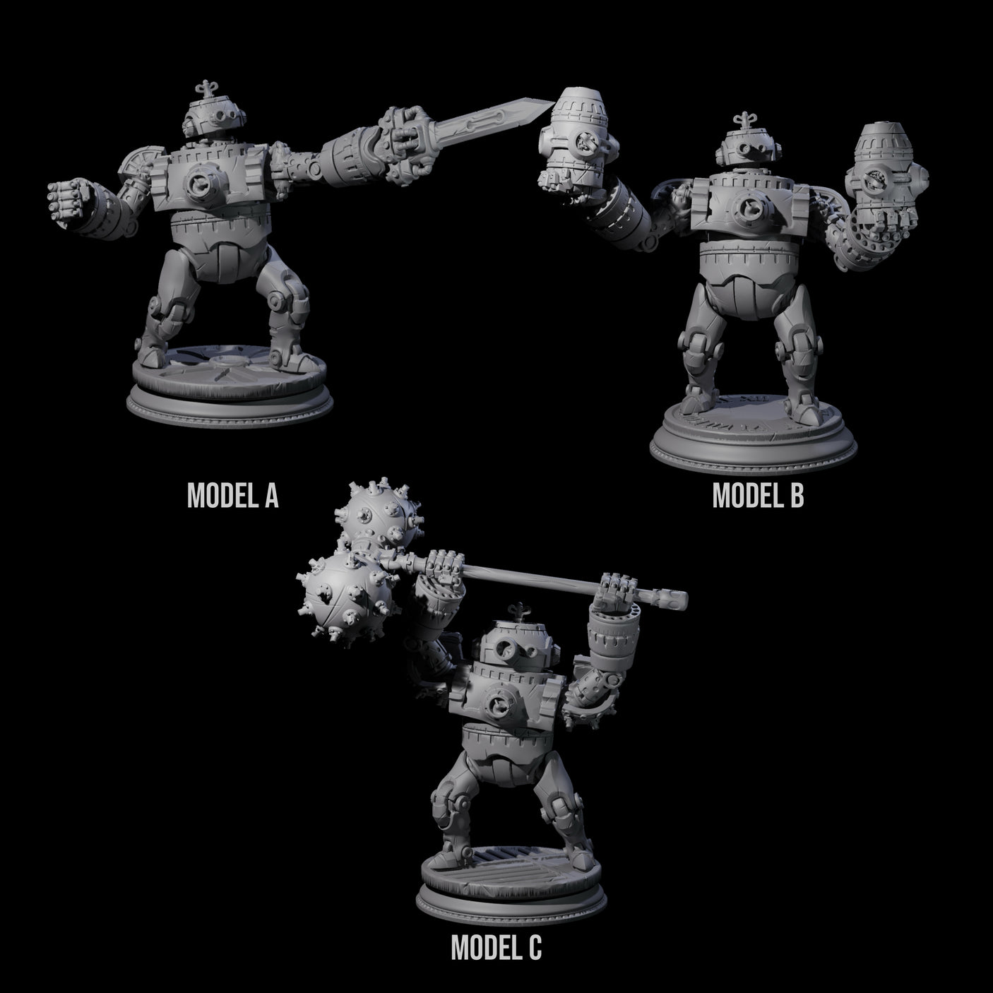 Three Ticking Clockwork Soldiers Miniature for Dungeons and Dragons, Pathfinder or other TTRPGs