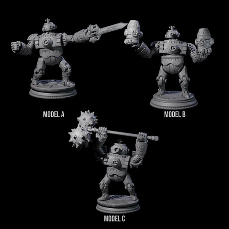 Three Ticking Clockwork Soldiers Miniature for Dungeons and Dragons, Pathfinder or other TTRPGs