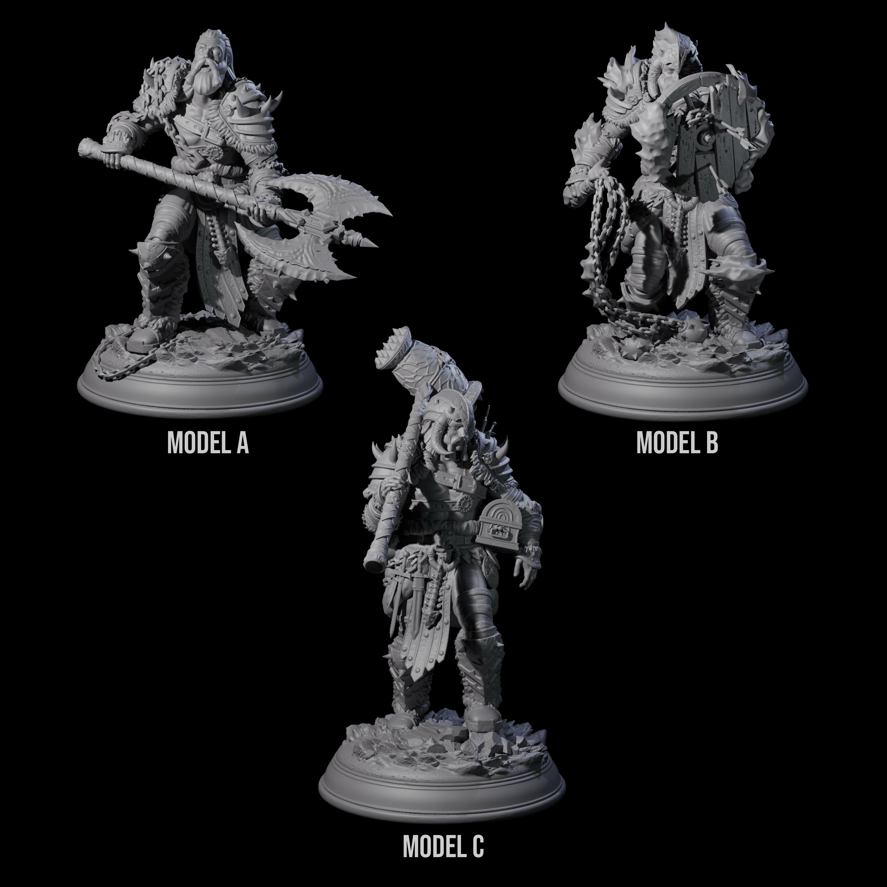 Three Towering Frost Giants Miniature for Dungeons and Dragons, Pathfinder or other TTRPGs