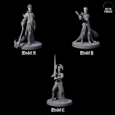 Three Towering Graveknights Miniature for Dungeons and Dragons, Pathfinder or other TTRPGs