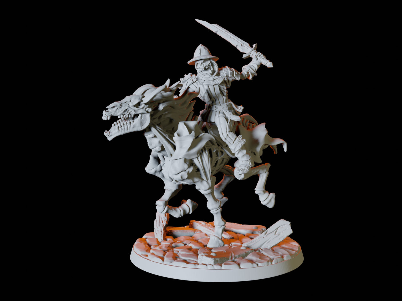 Three Undead Skeleton Riders Miniature for Dungeons and Dragons, Pathfinder or other TTRPGs