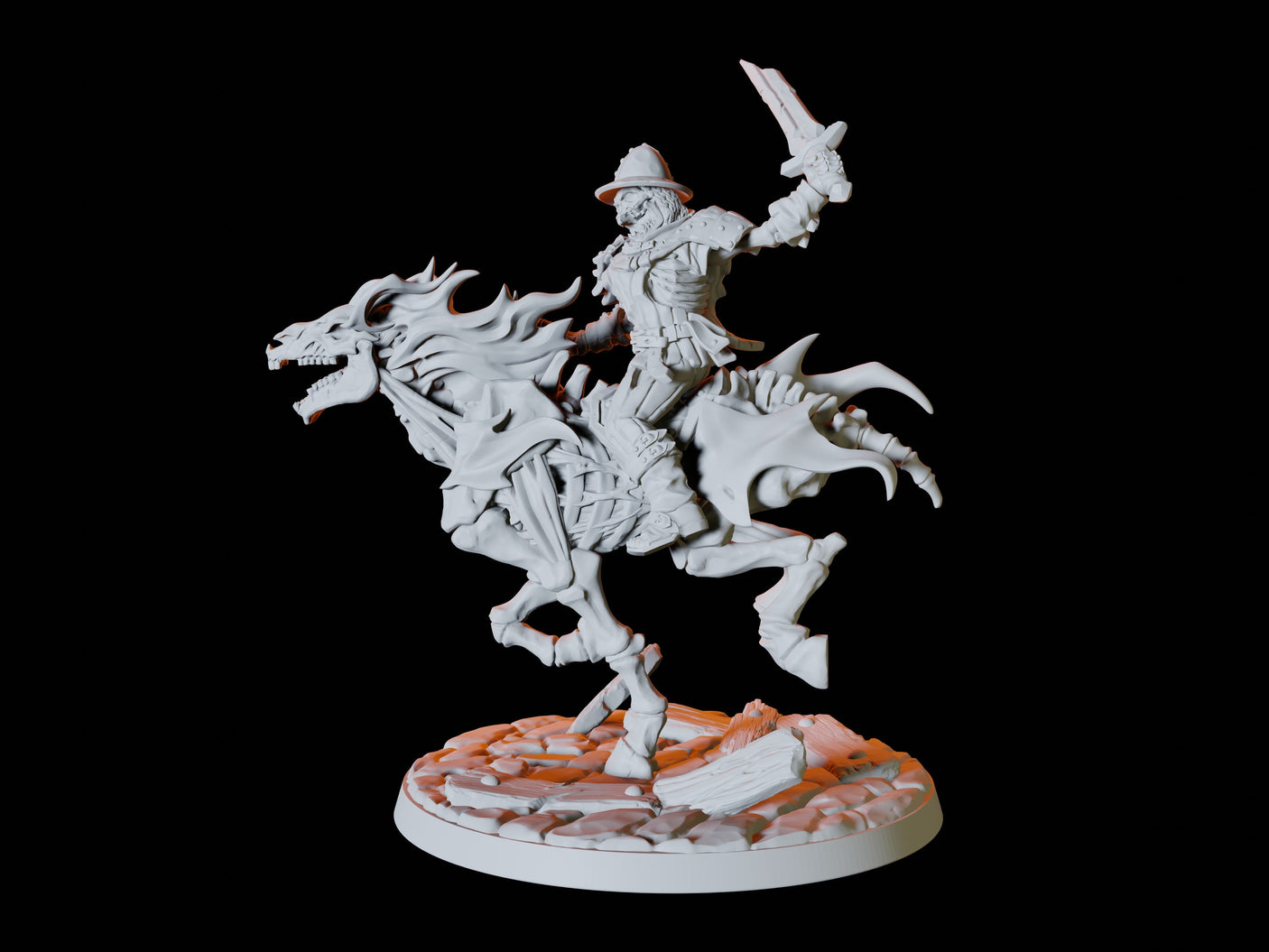Three Undead Skeleton Riders Miniature for Dungeons and Dragons, Pathfinder or other TTRPGs