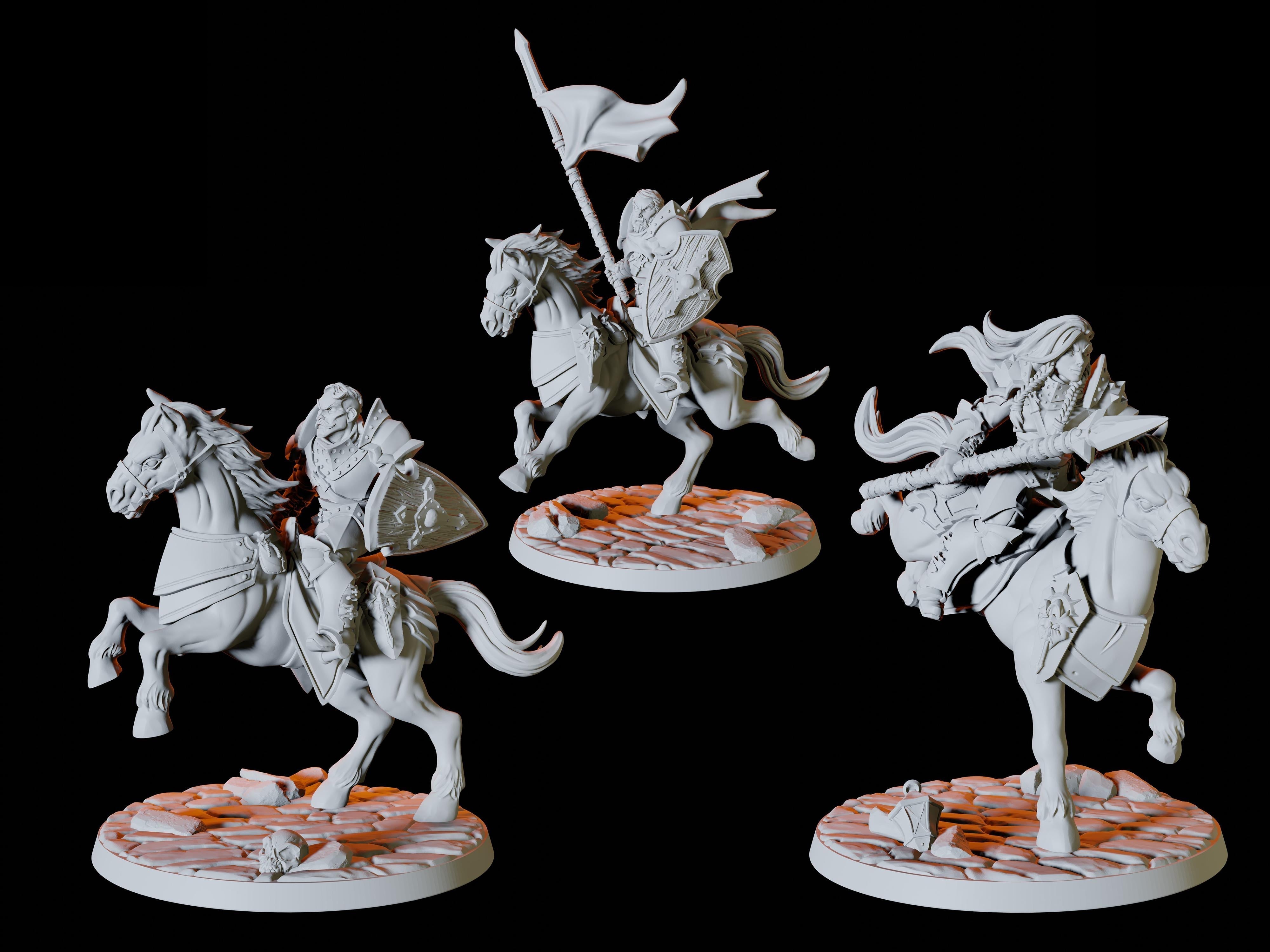 Three Warhorse and Rider Miniatures for Dungeons and Dragons - Myth Forged