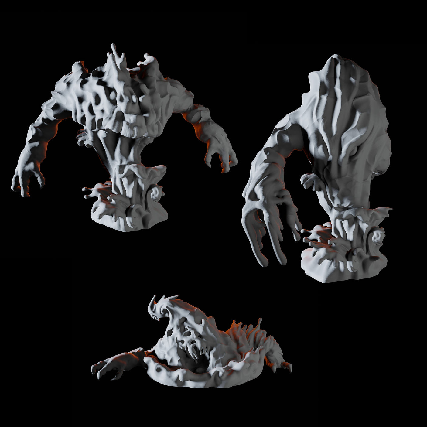 Three Water Elementals Miniature for Dungeons and Dragons, Pathfinder or other TTRPGs
