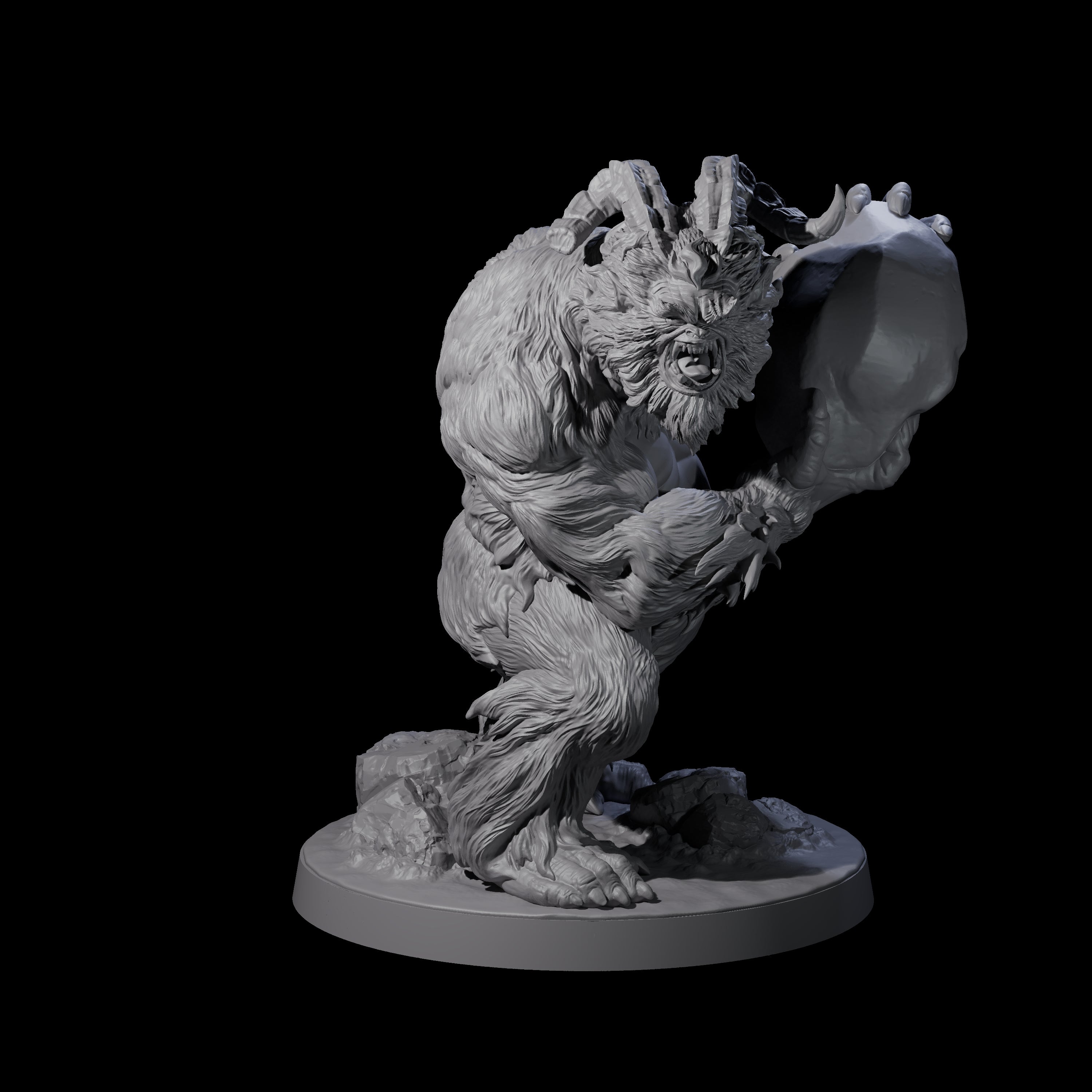 Three Yeti Stonehurlers Miniature for Dungeons and Dragons, Pathfinder or other TTRPGs