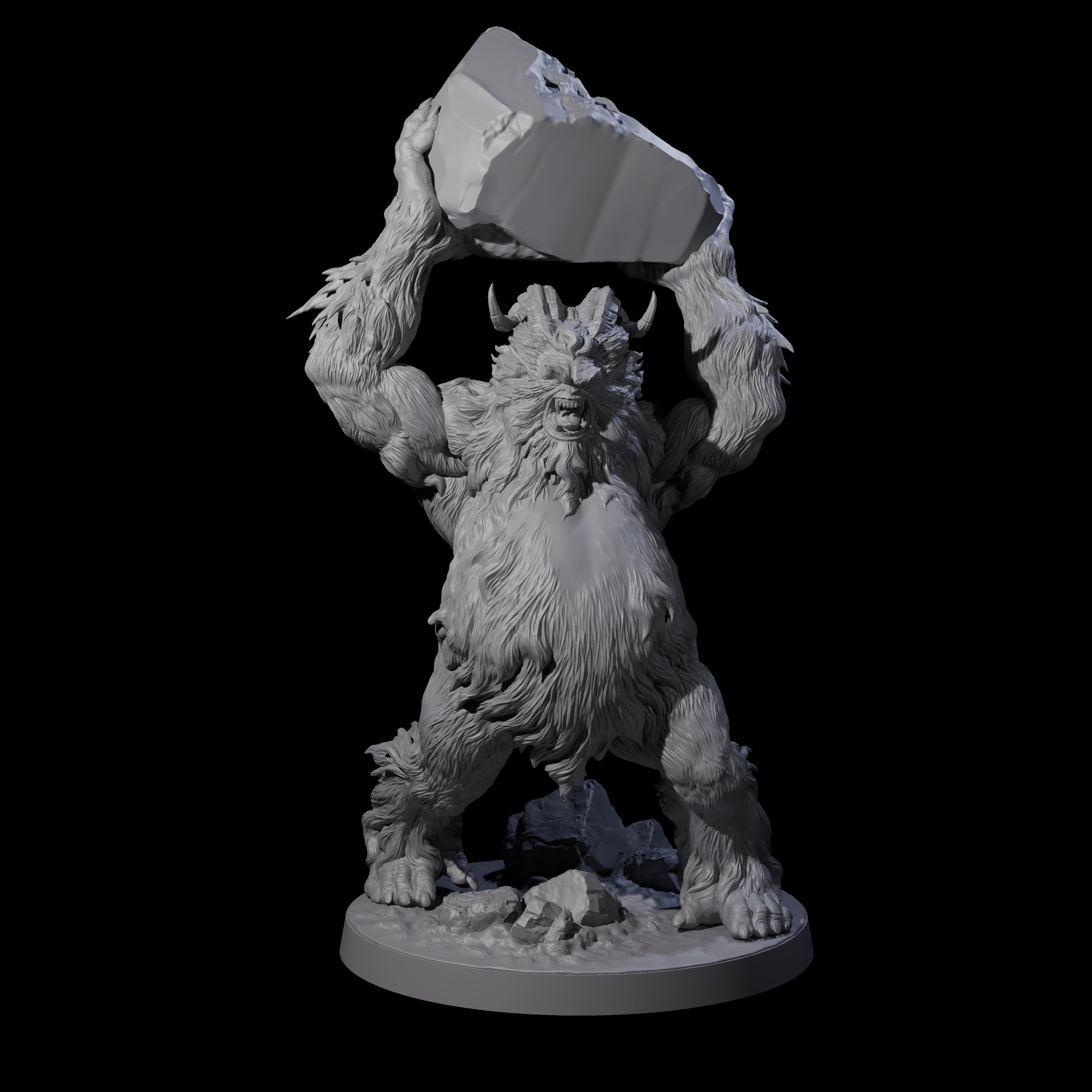 Three Yeti Stonehurlers Miniature for Dungeons and Dragons, Pathfinder or other TTRPGs