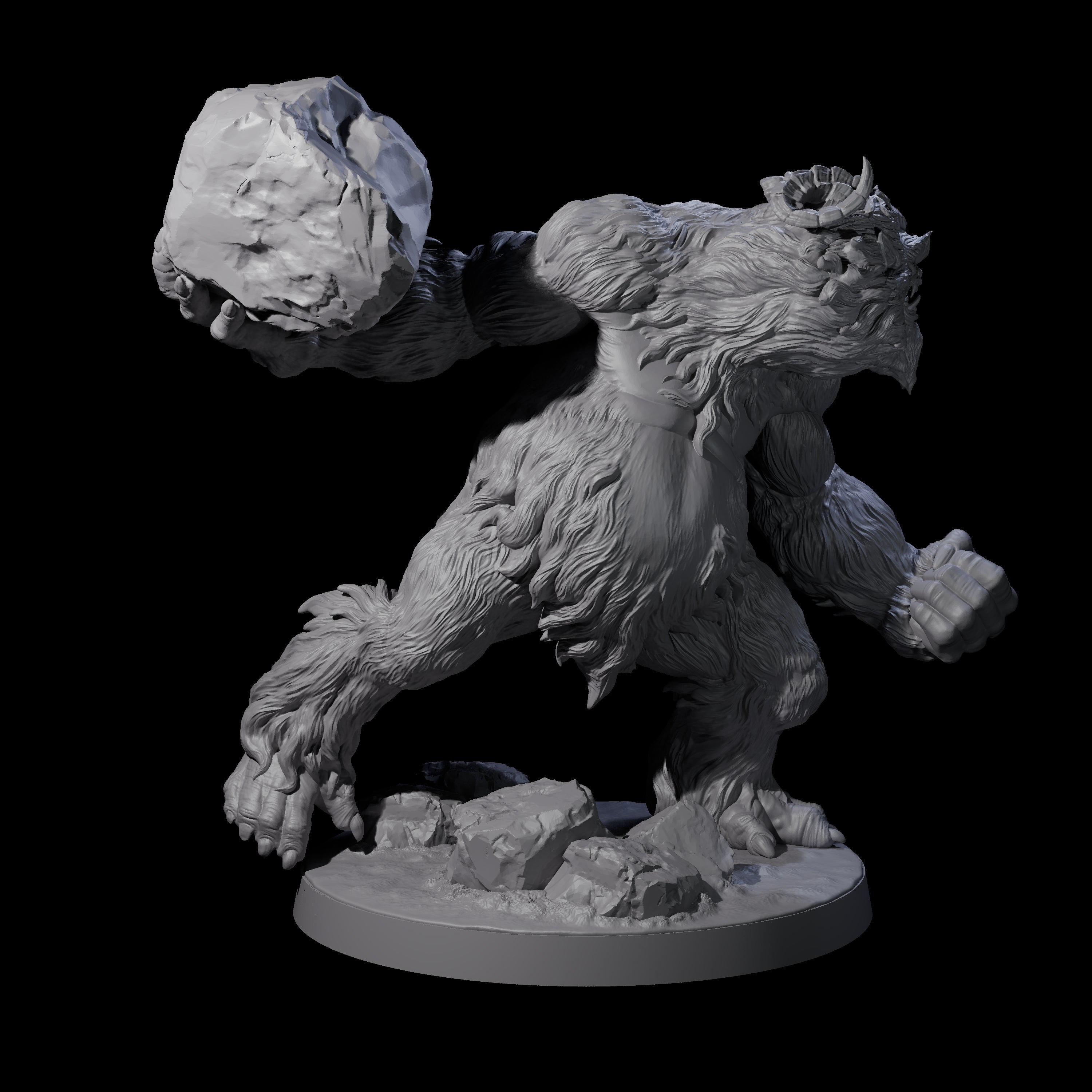 Three Yeti Stonehurlers Miniature for Dungeons and Dragons, Pathfinder or other TTRPGs