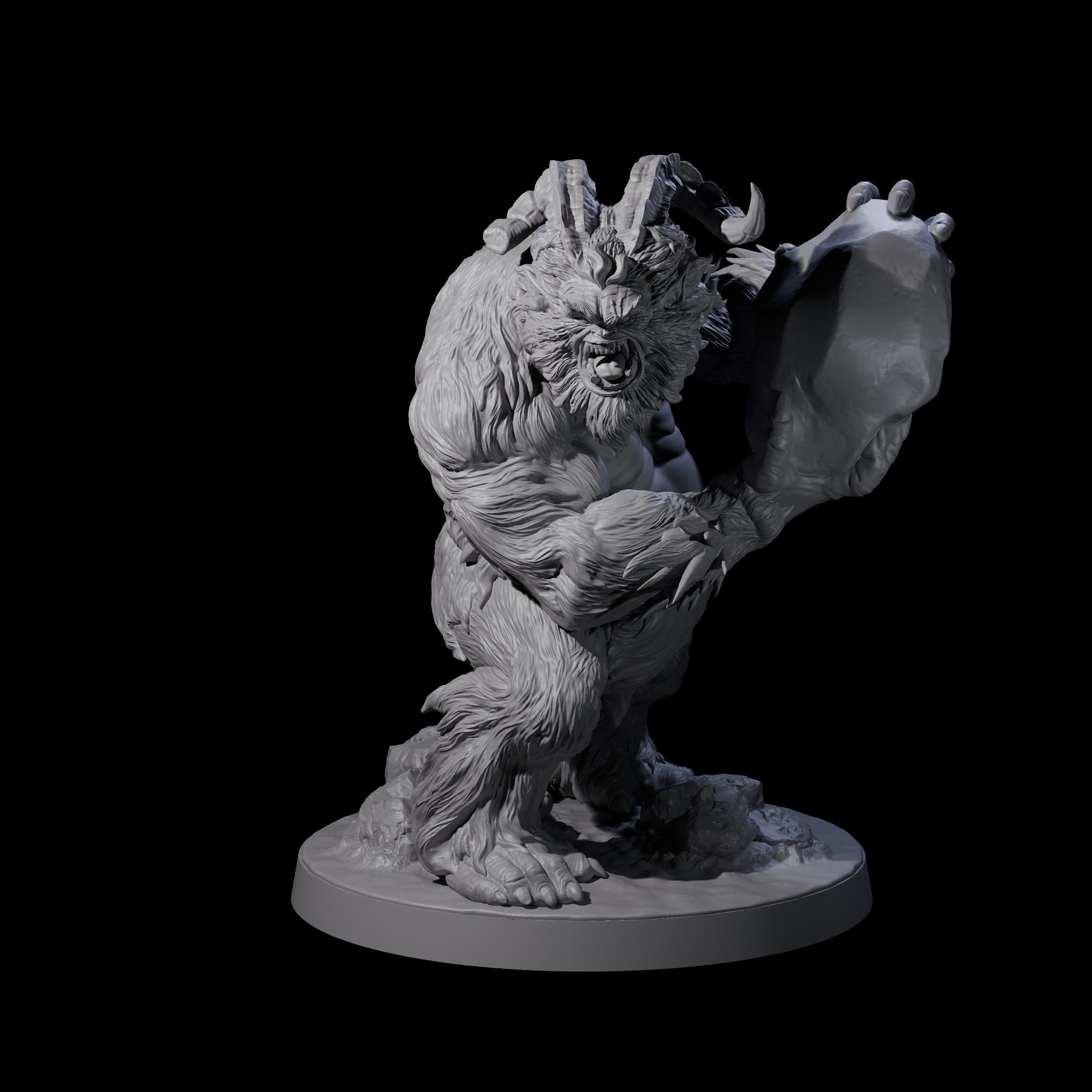 Three Yeti Stonehurlers Miniature for Dungeons and Dragons, Pathfinder or other TTRPGs