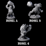 Three Yeti Stonehurlers Miniature for Dungeons and Dragons, Pathfinder or other TTRPGs