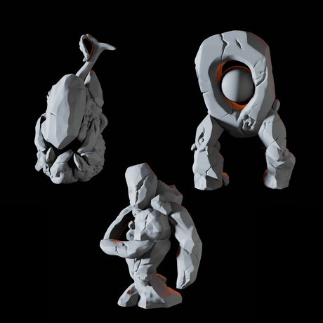 Three Young Earth Elementals Miniature for Dungeons and Dragons, Pathfinder or other TTRPGs