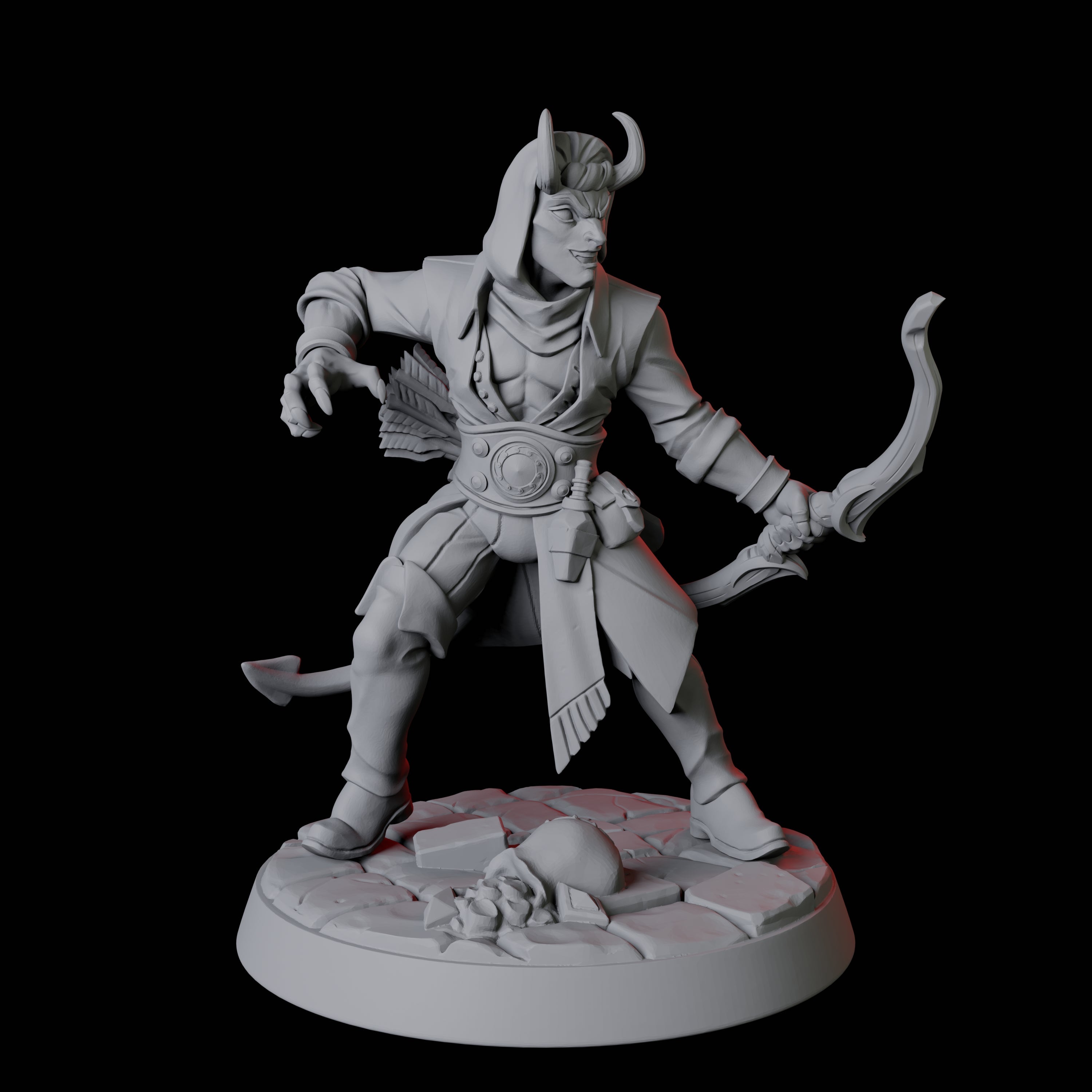 Tiefling Fighter B Miniature for Dungeons and Dragons, Pathfinder or other TTRPGs