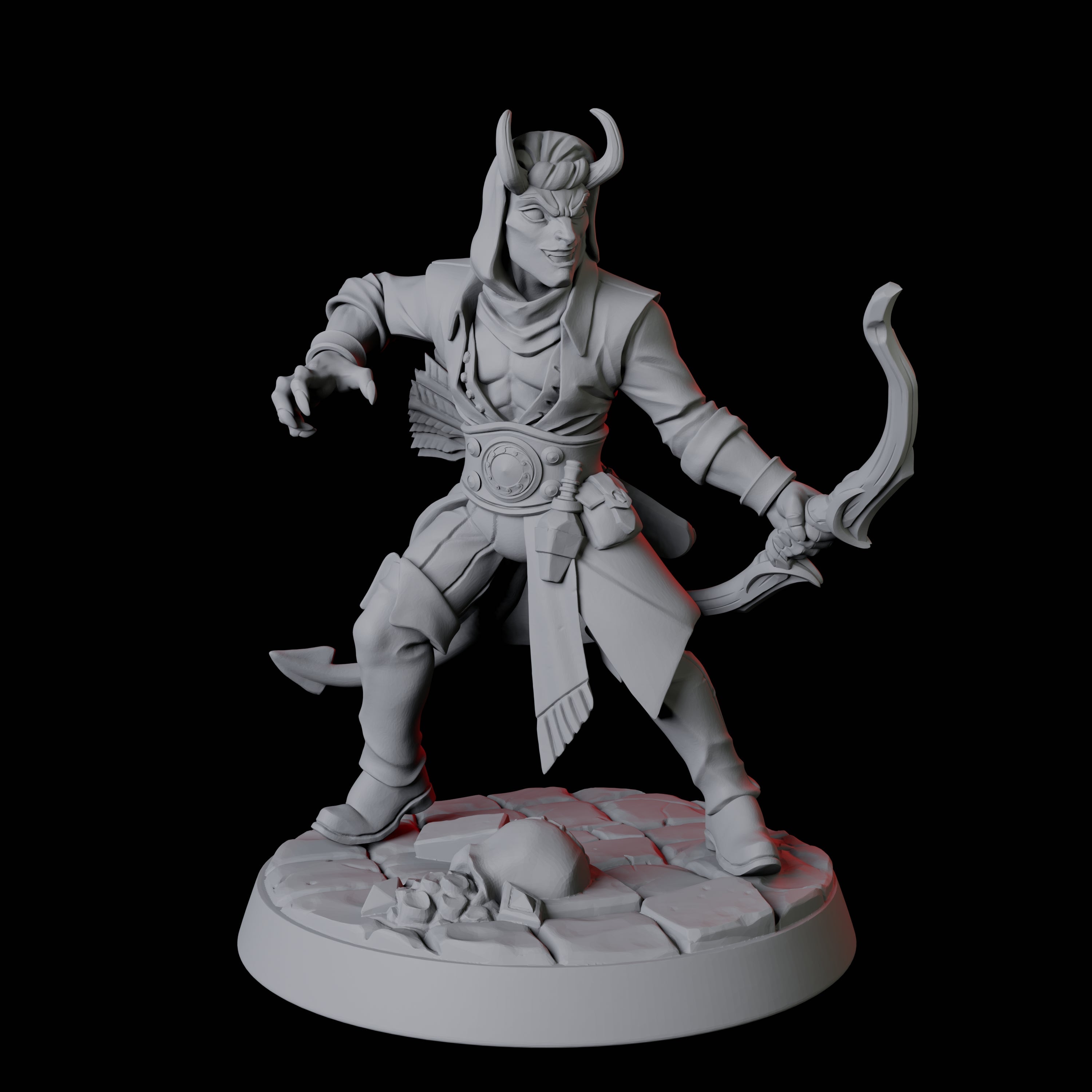 Tiefling Fighter B Miniature for Dungeons and Dragons, Pathfinder or other TTRPGs