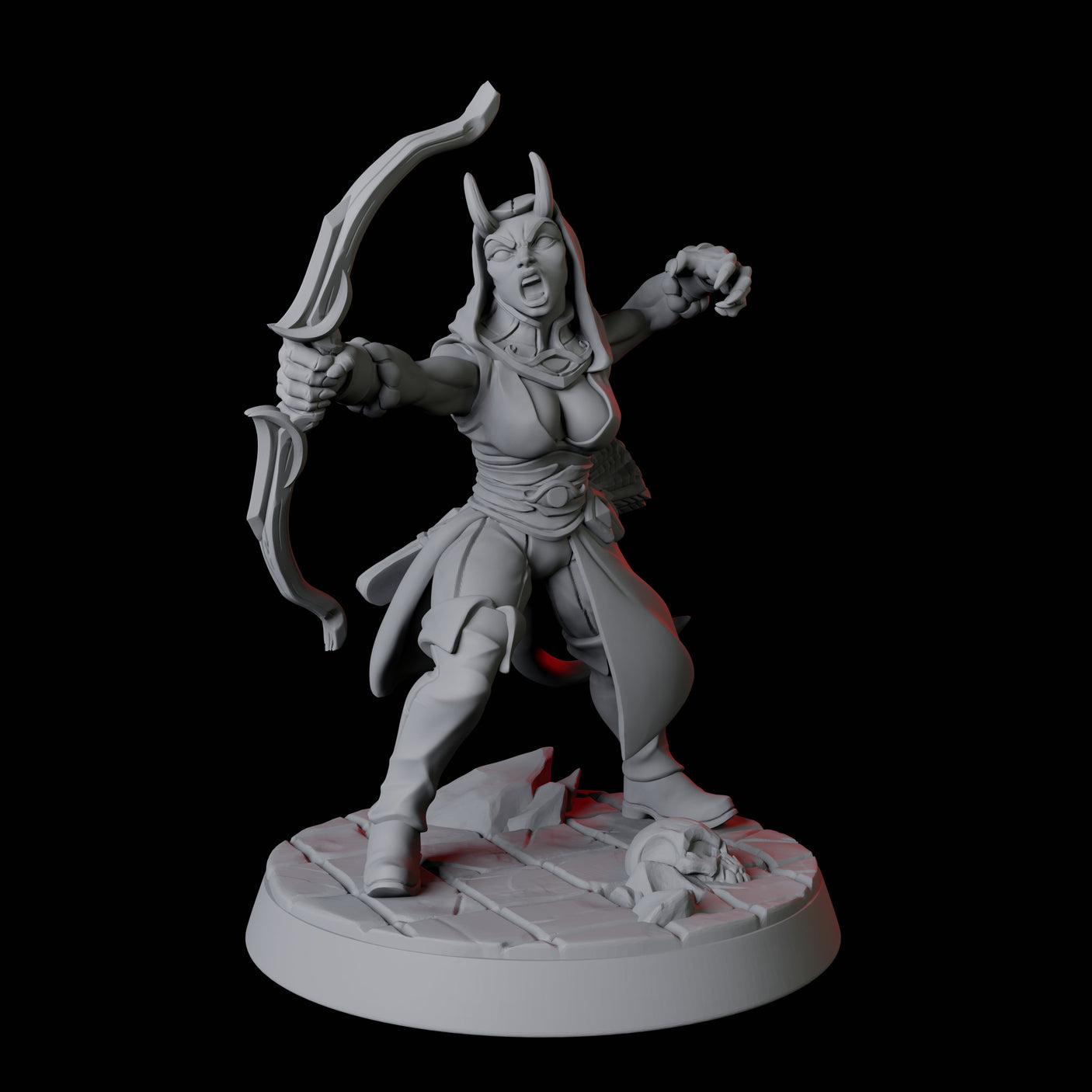 Tiefling Fighter F Miniature for Dungeons and Dragons, Pathfinder or other TTRPGs