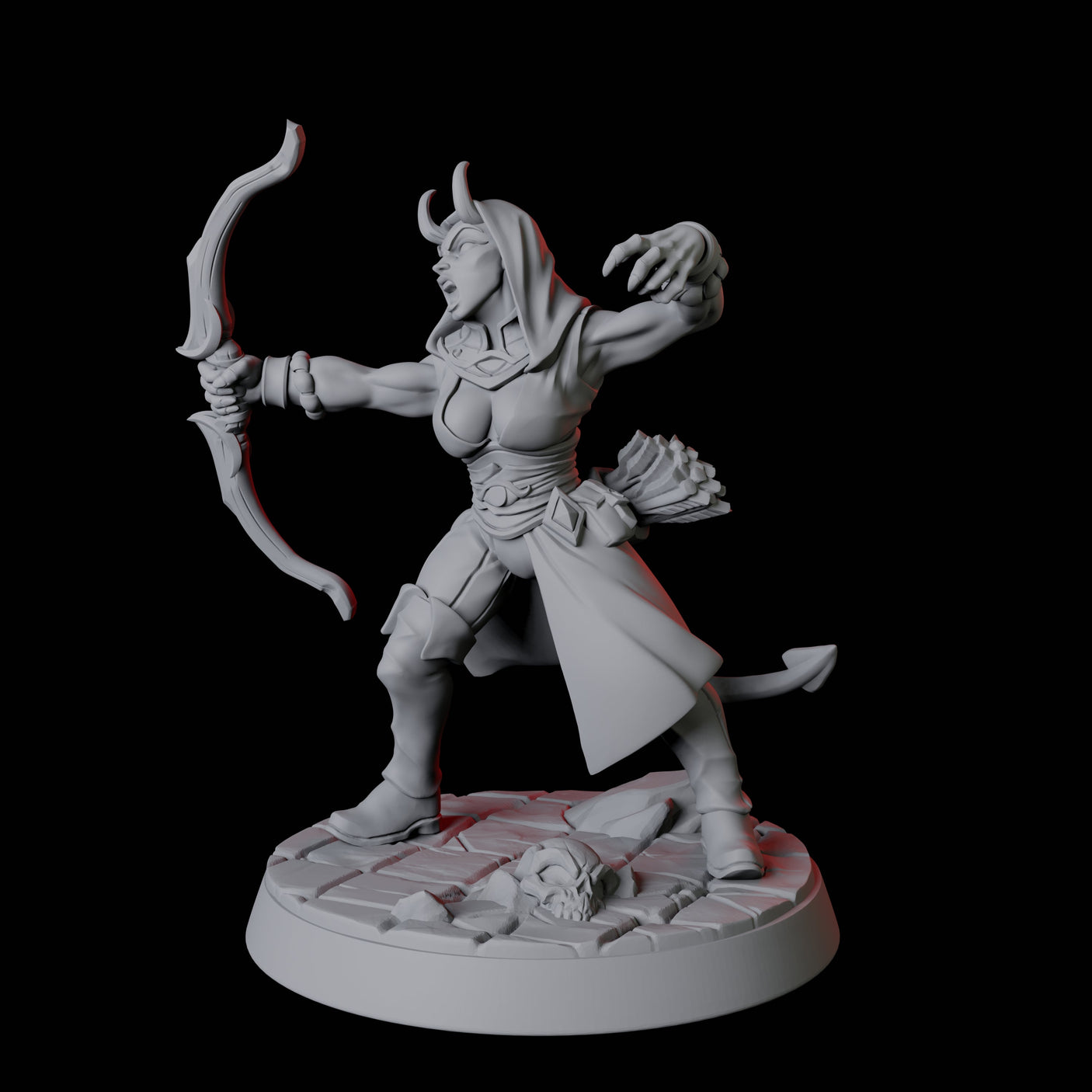 Tiefling Fighter F Miniature for Dungeons and Dragons, Pathfinder or other TTRPGs