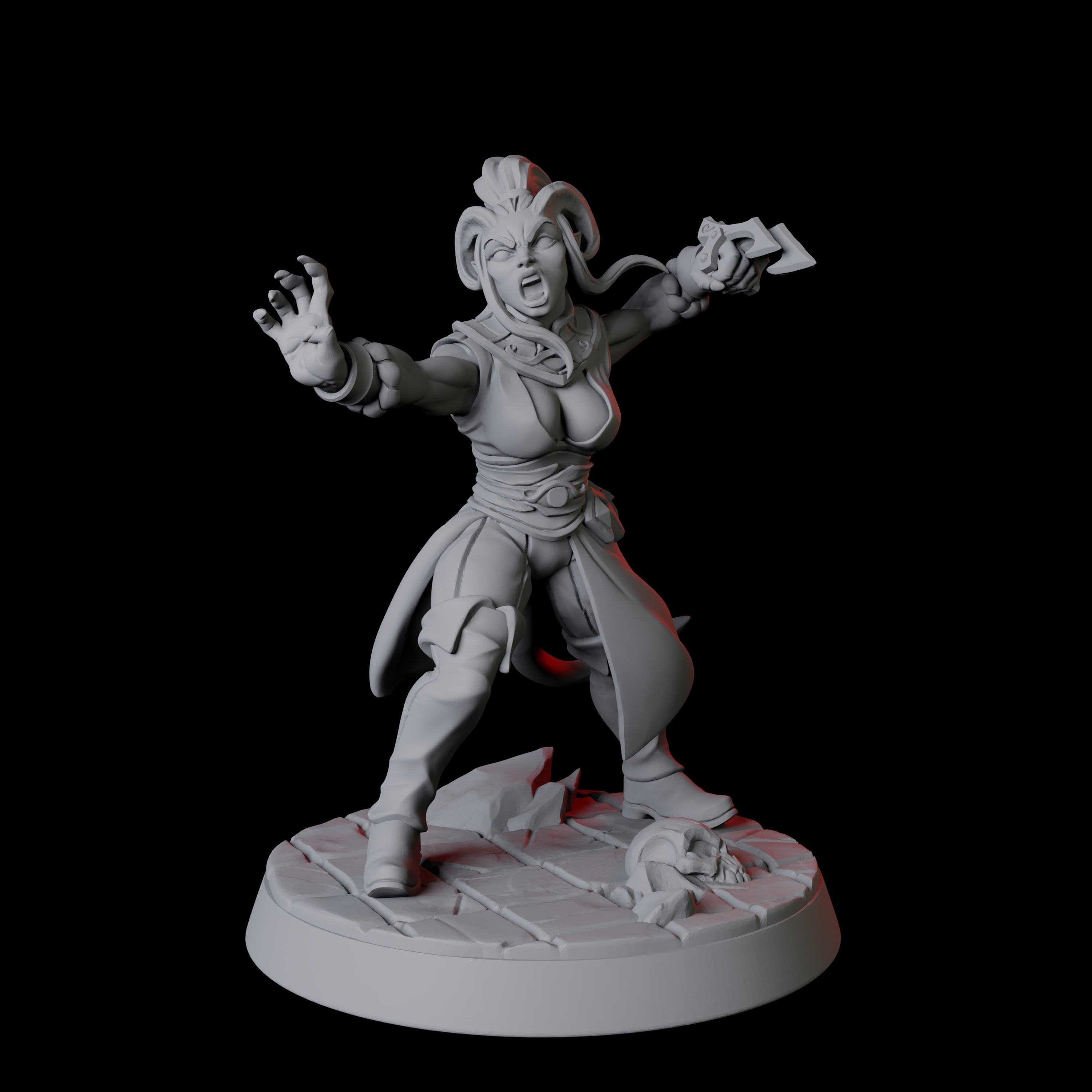 Tiefling Monk F Miniature for Dungeons and Dragons, Pathfinder or other TTRPGs