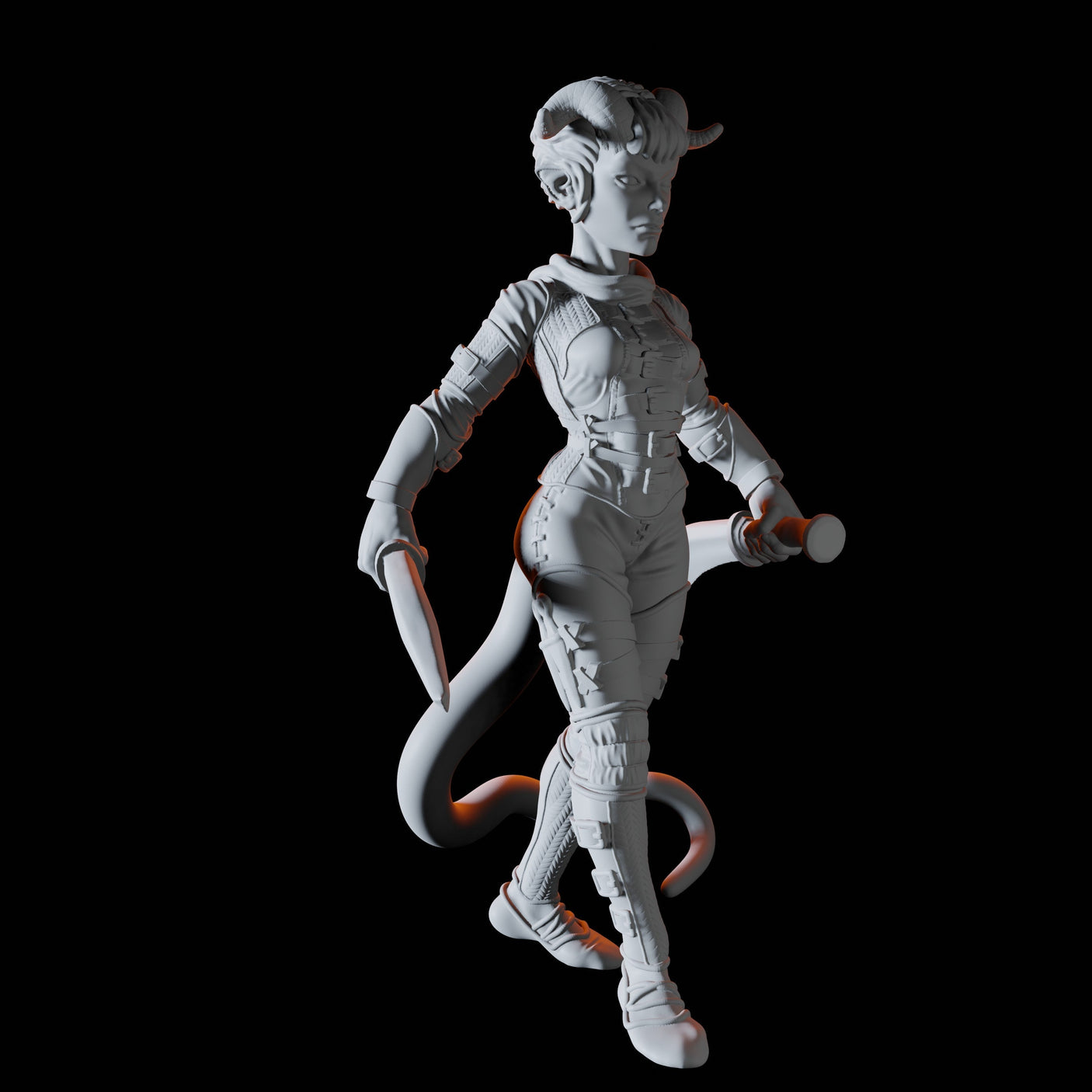Tiefling Rogue Miniature for Dungeons and Dragons, Pathfinder or other TTRPGs