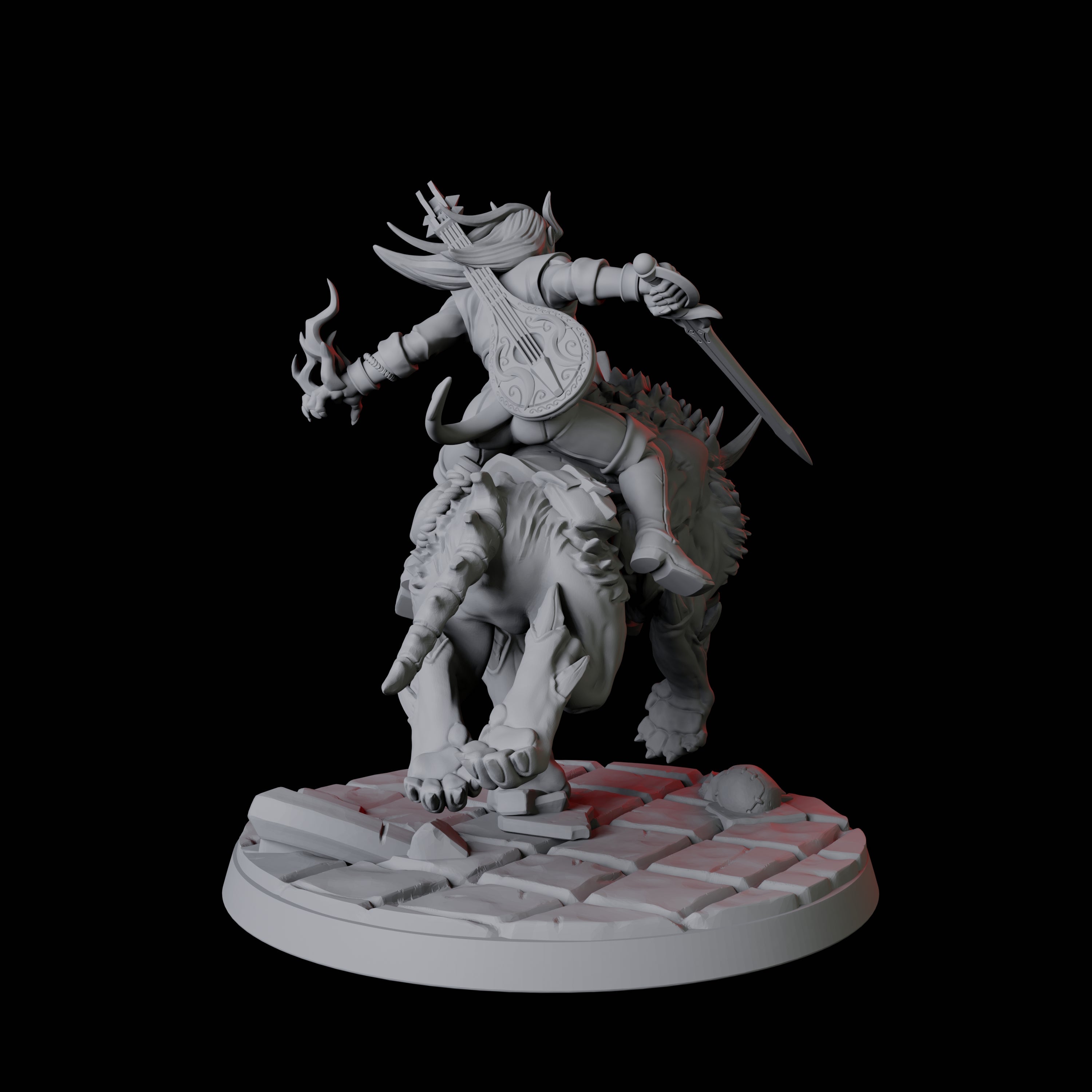 Tiefling Trickster on Hell Hound A Miniature for Dungeons and Dragons, Pathfinder or other TTRPGs