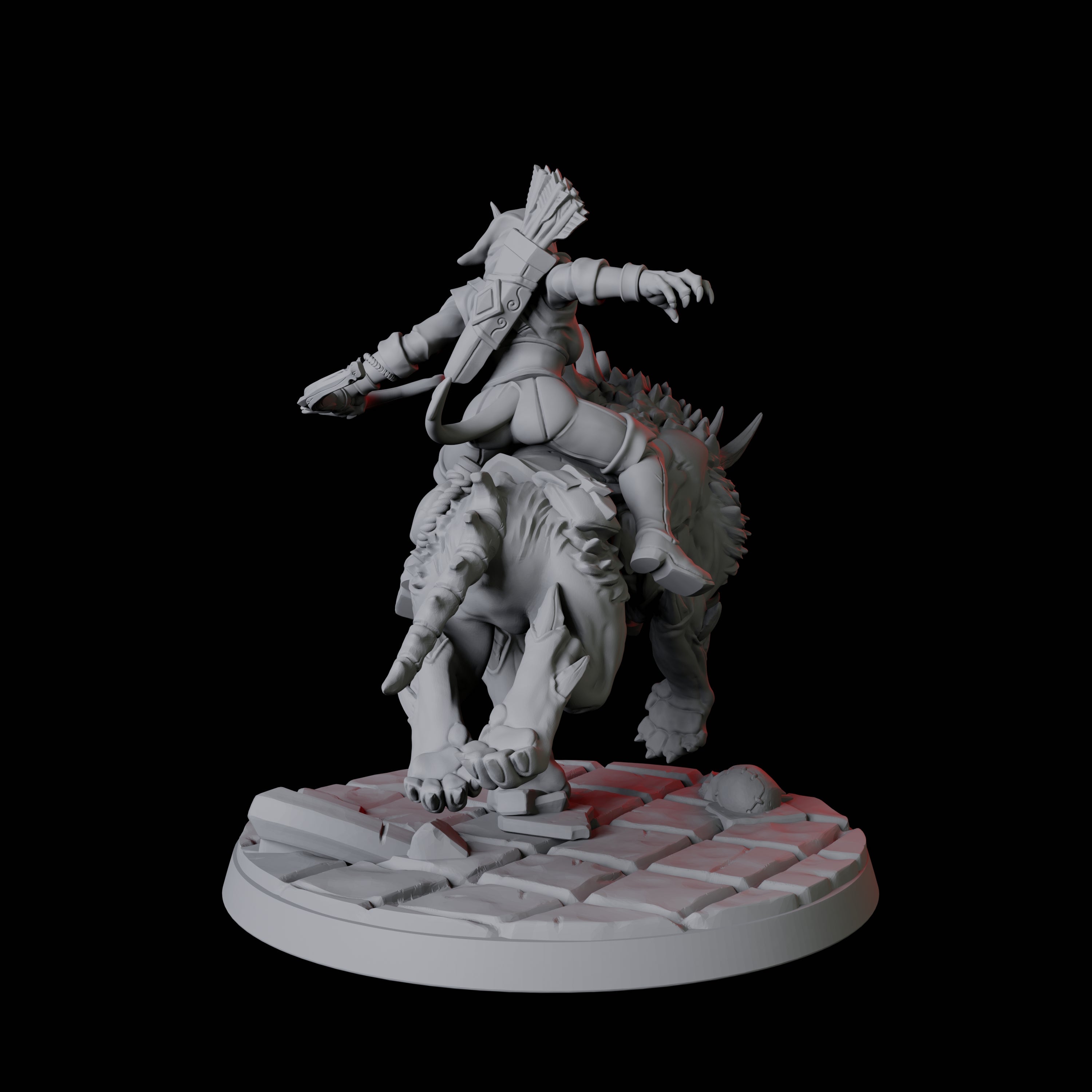 Tiefling Trickster on Hell Hound A Miniature for Dungeons and Dragons, Pathfinder or other TTRPGs