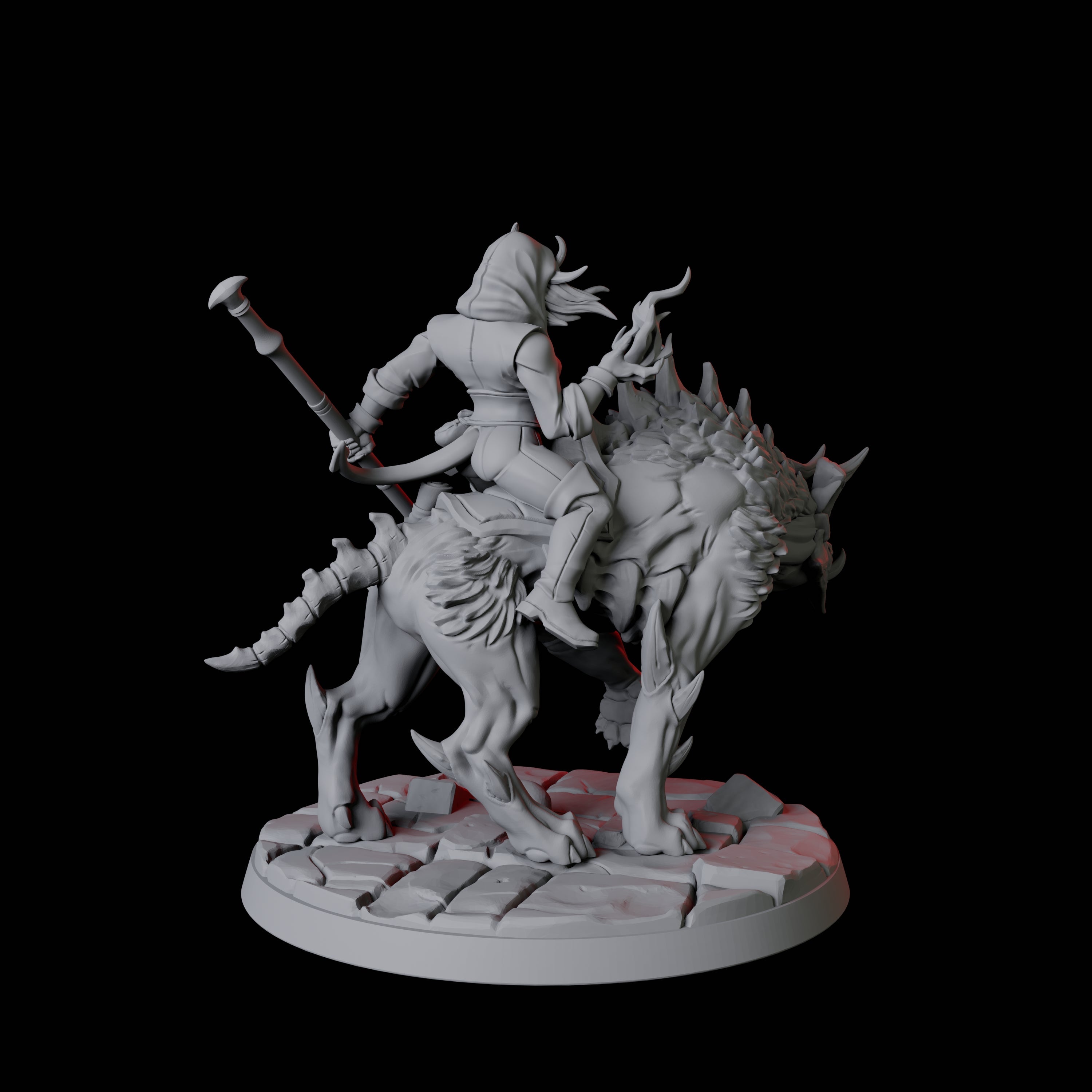 Tiefling Trickster on Hell Hound B Miniature for Dungeons and Dragons, Pathfinder or other TTRPGs