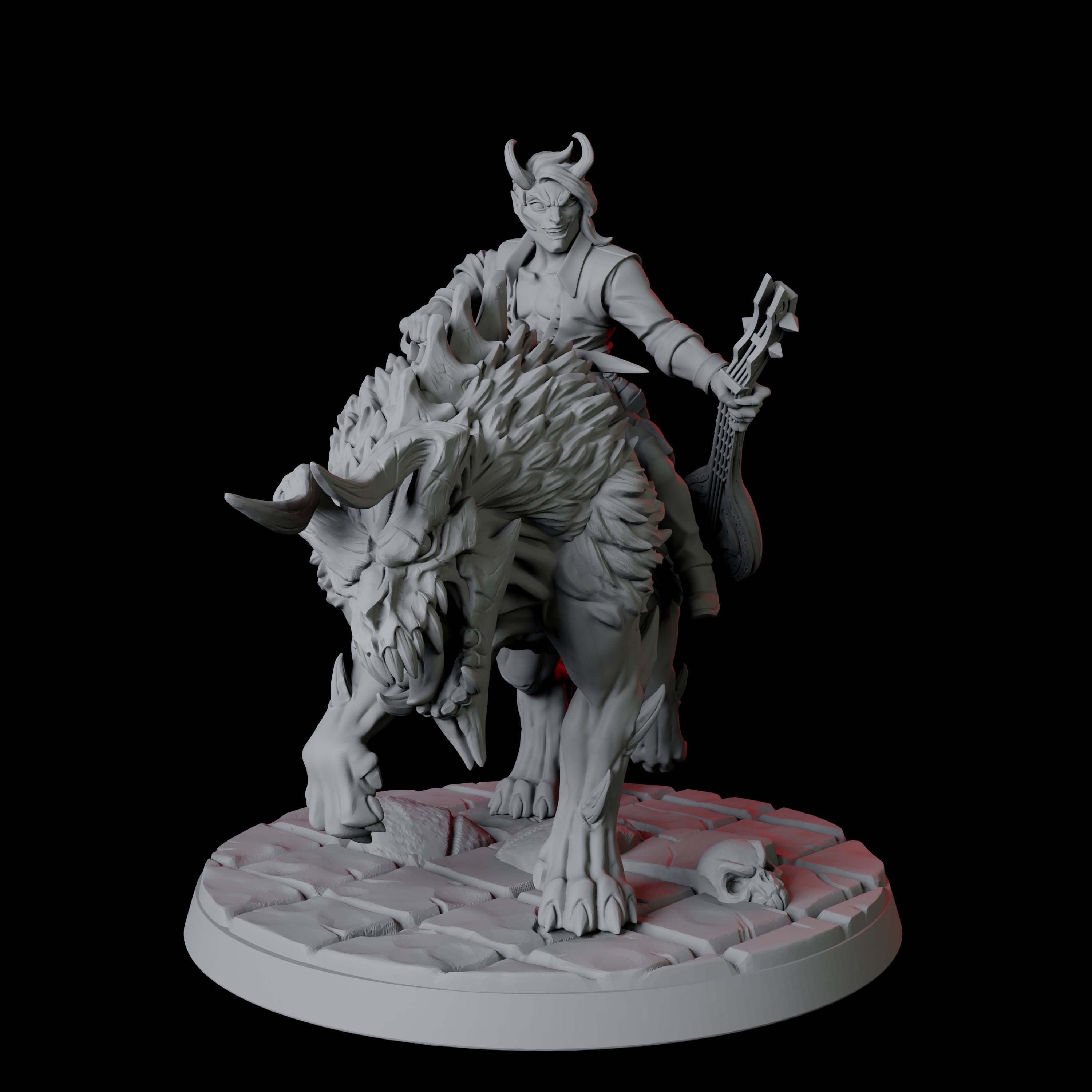 Tiefling Trickster on Hell Hound C Miniature for Dungeons and Dragons, Pathfinder or other TTRPGs