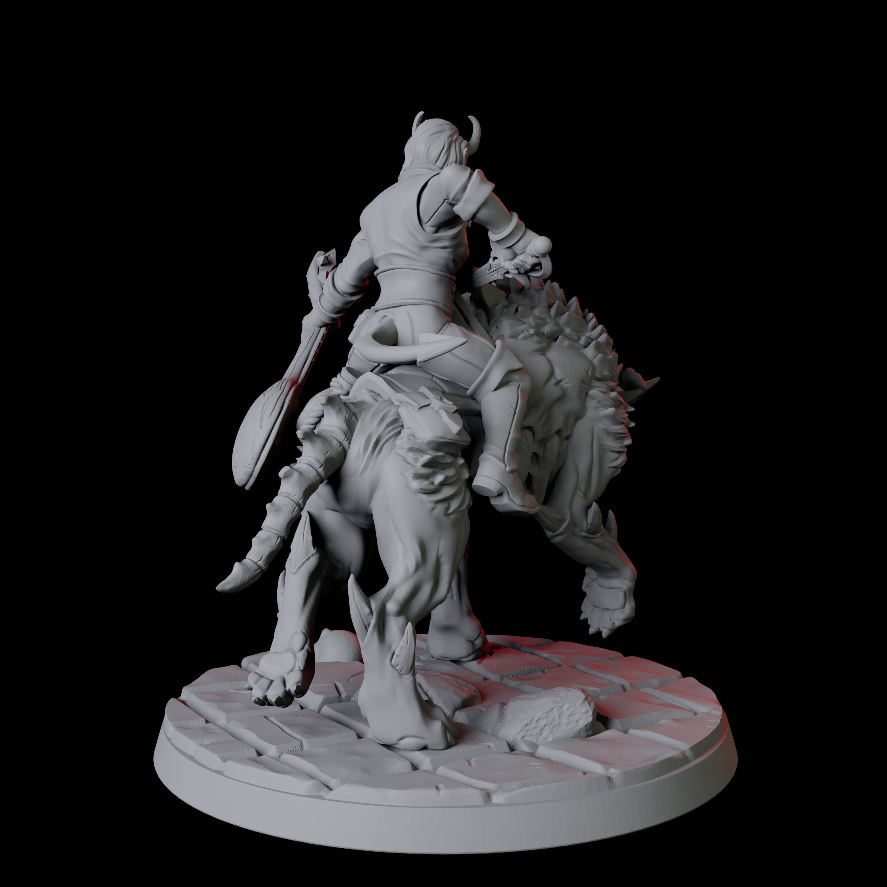 Tiefling Trickster on Hell Hound C Miniature for Dungeons and Dragons, Pathfinder or other TTRPGs