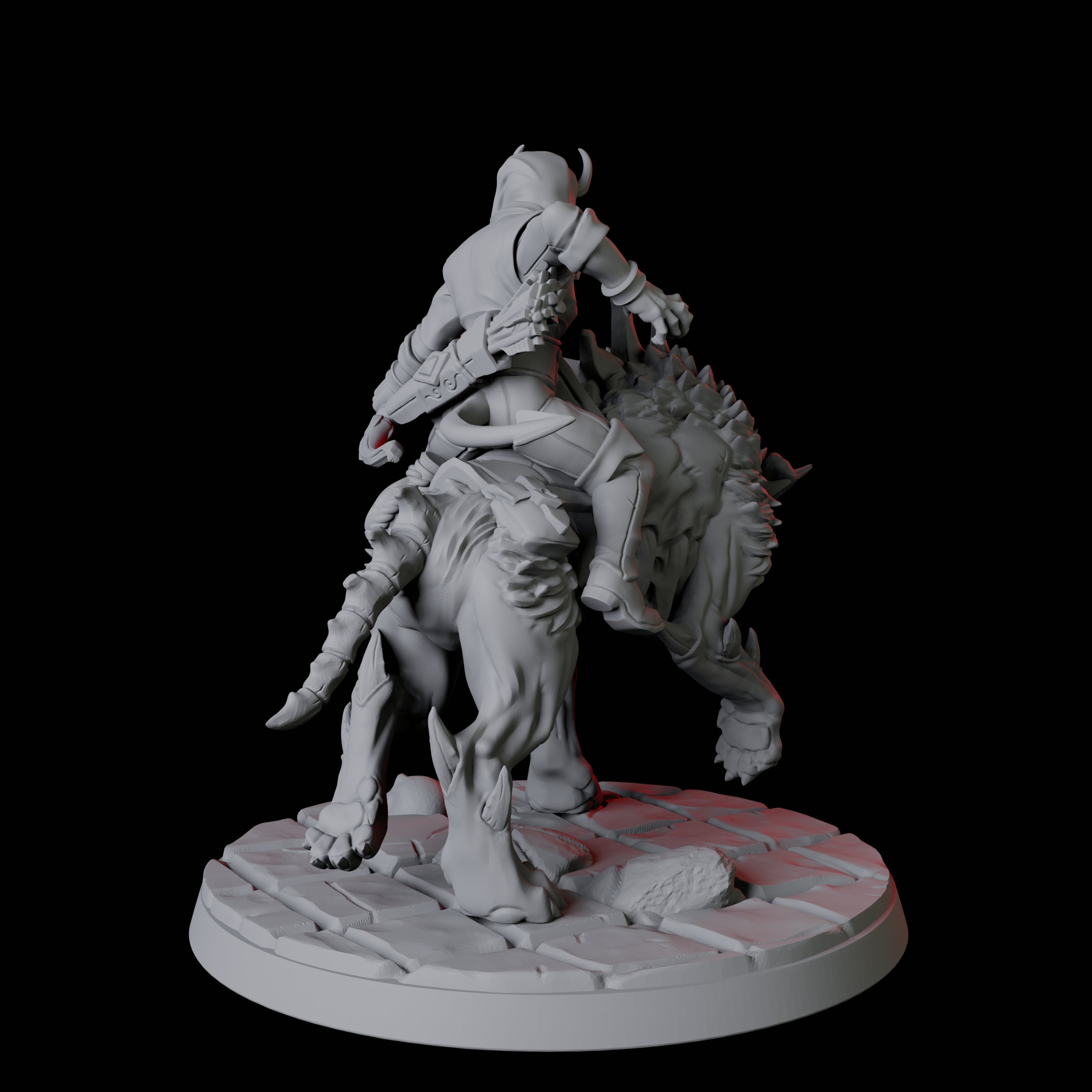 Tiefling Trickster on Hell Hound C Miniature for Dungeons and Dragons, Pathfinder or other TTRPGs