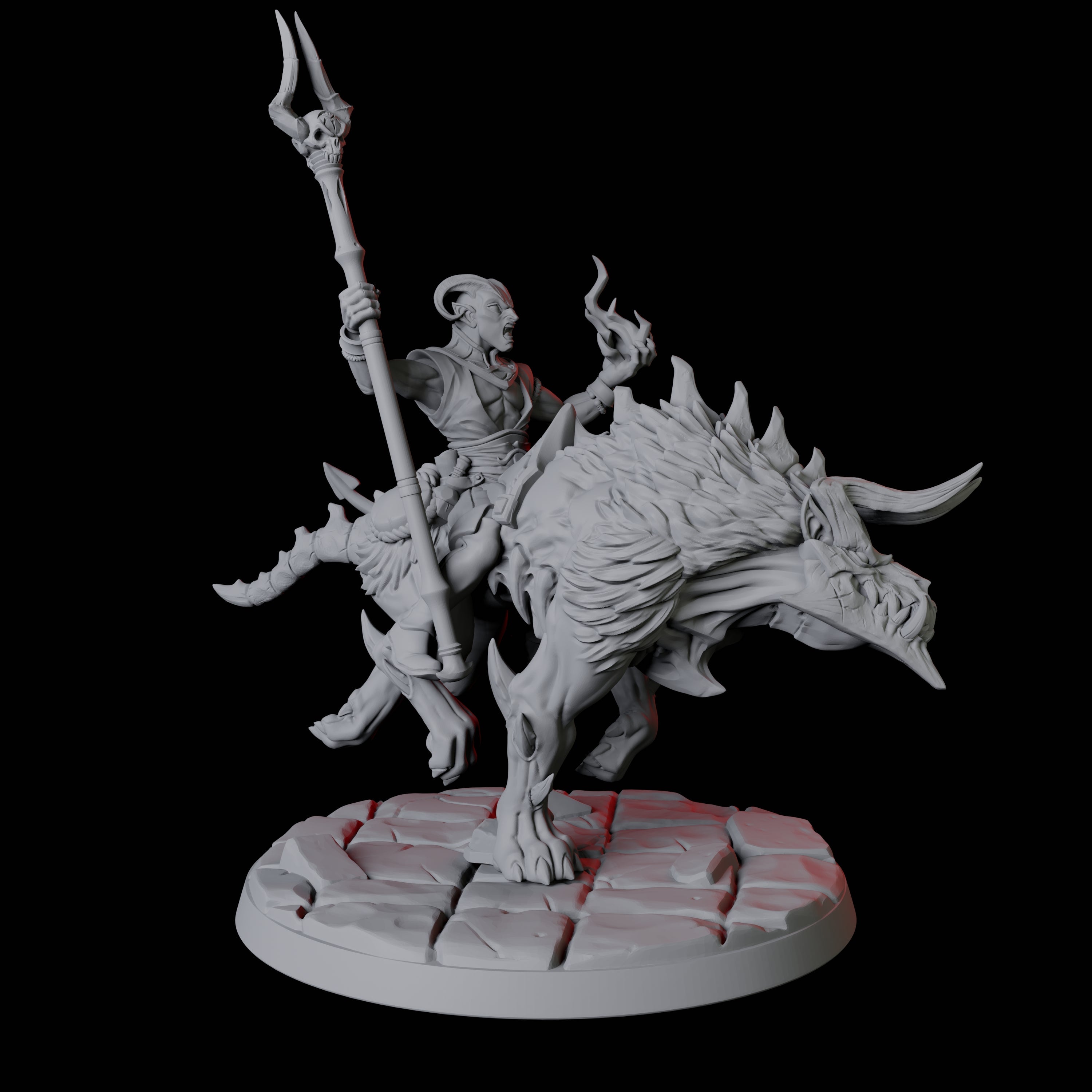 Tiefling Trickster on Hell Hound D Miniature for Dungeons and Dragons, Pathfinder or other TTRPGs