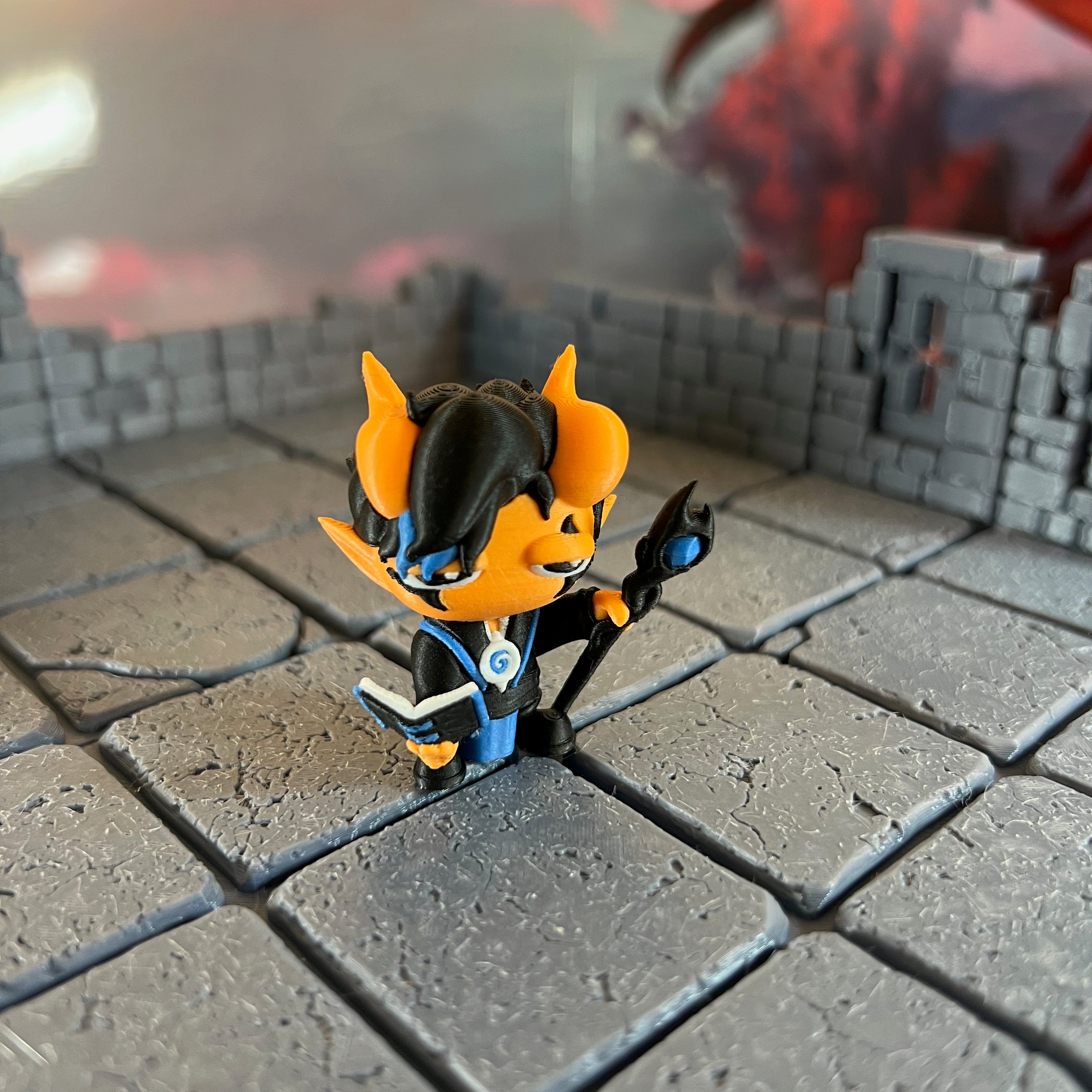 Tiefling Warlock Apprentice Wizard Sorcerer Multicolour Table Ready Miniature Miniature for Dungeons and Dragons, Pathfinder or other TTRPGs