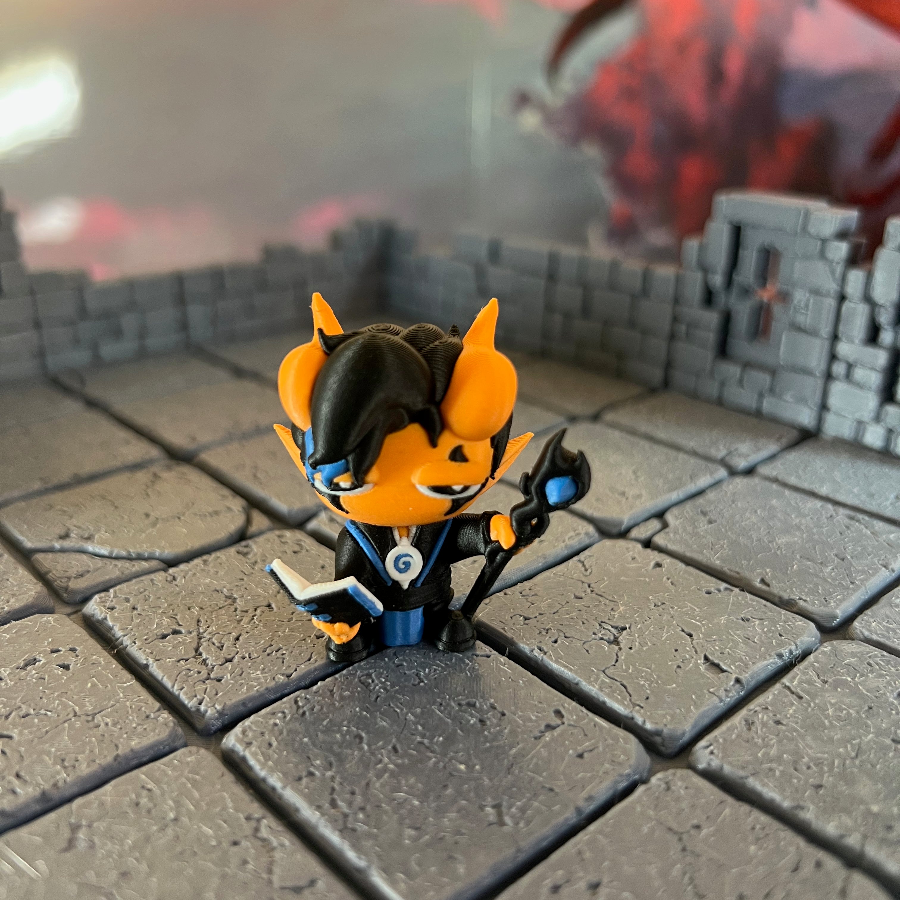 Tiefling Warlock Apprentice Wizard Sorcerer Multicolour Table Ready Miniature Miniature for Dungeons and Dragons, Pathfinder or other TTRPGs