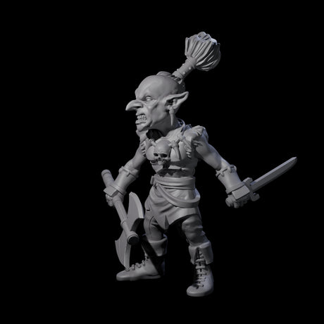 Tooled Up Goblin Barbarian Miniature for Dungeons and Dragons, Pathfinder or other TTRPGs