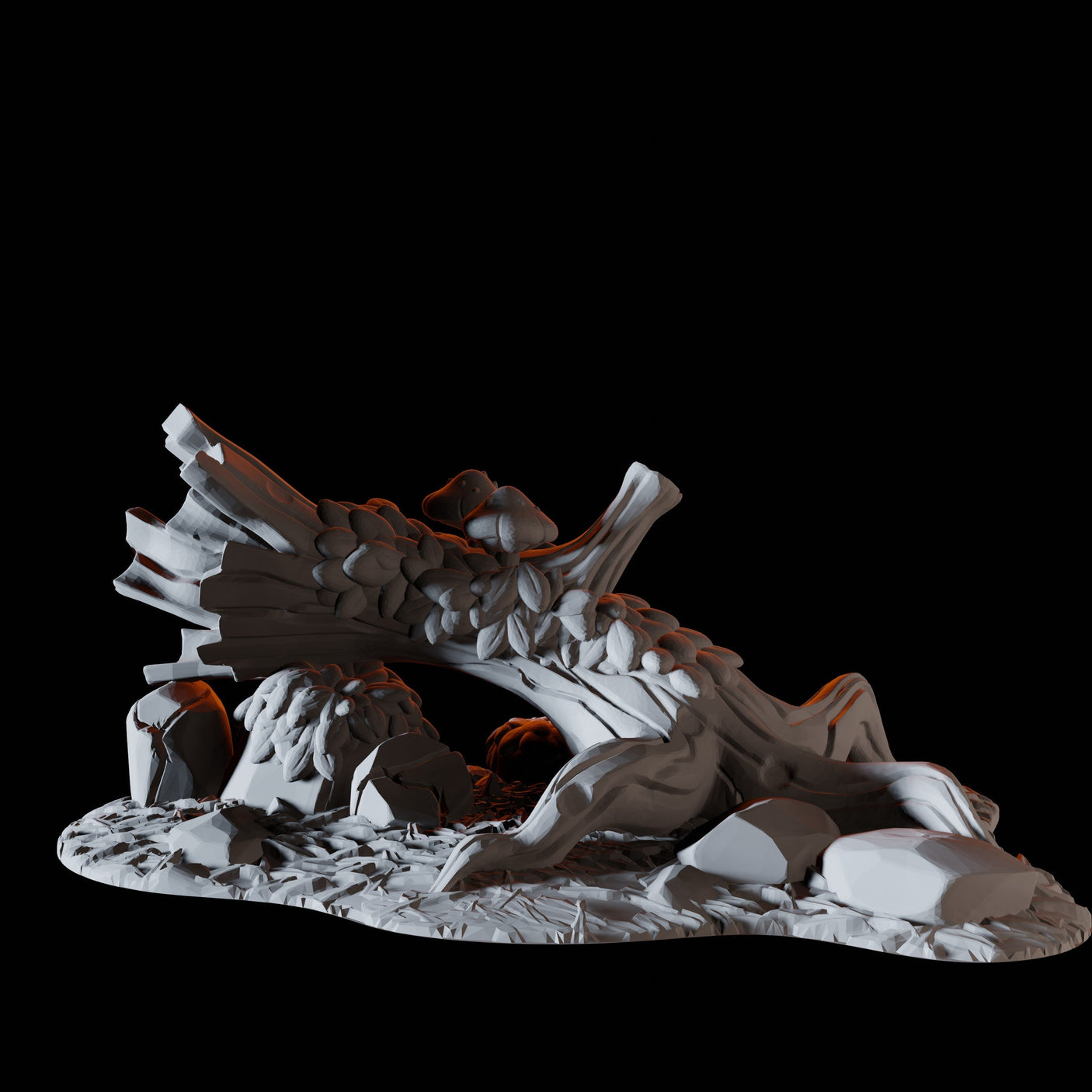 Torn Down Tree Miniature for Dungeons and Dragons, Pathfinder or other TTRPGs