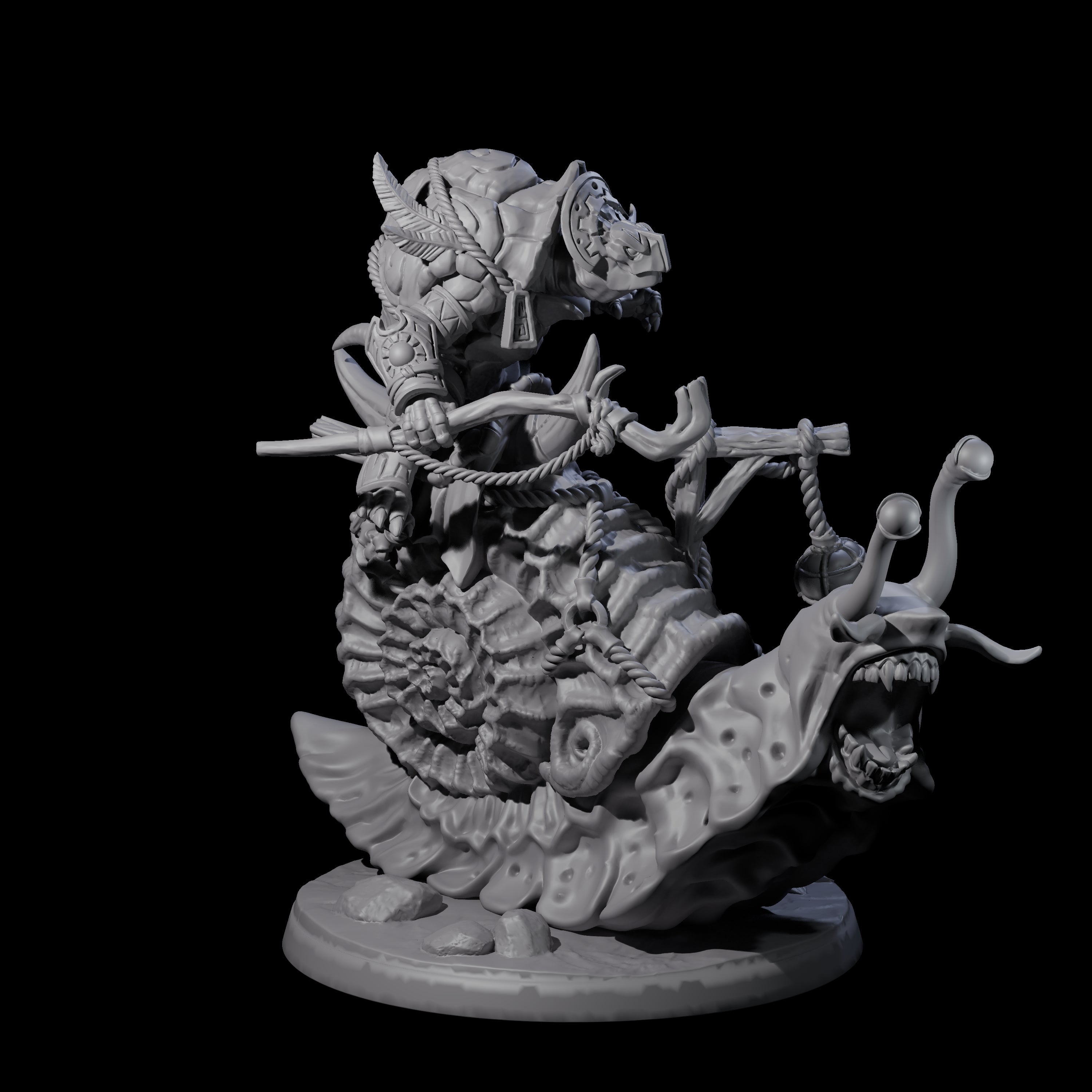 Tortle Warrior Riding Giant Snail A Miniature for Dungeons and Dragons, Pathfinder or other TTRPGs