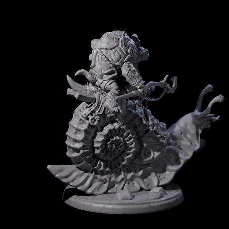 Tortle Warrior Riding Giant Snail A Miniature for Dungeons and Dragons, Pathfinder or other TTRPGs