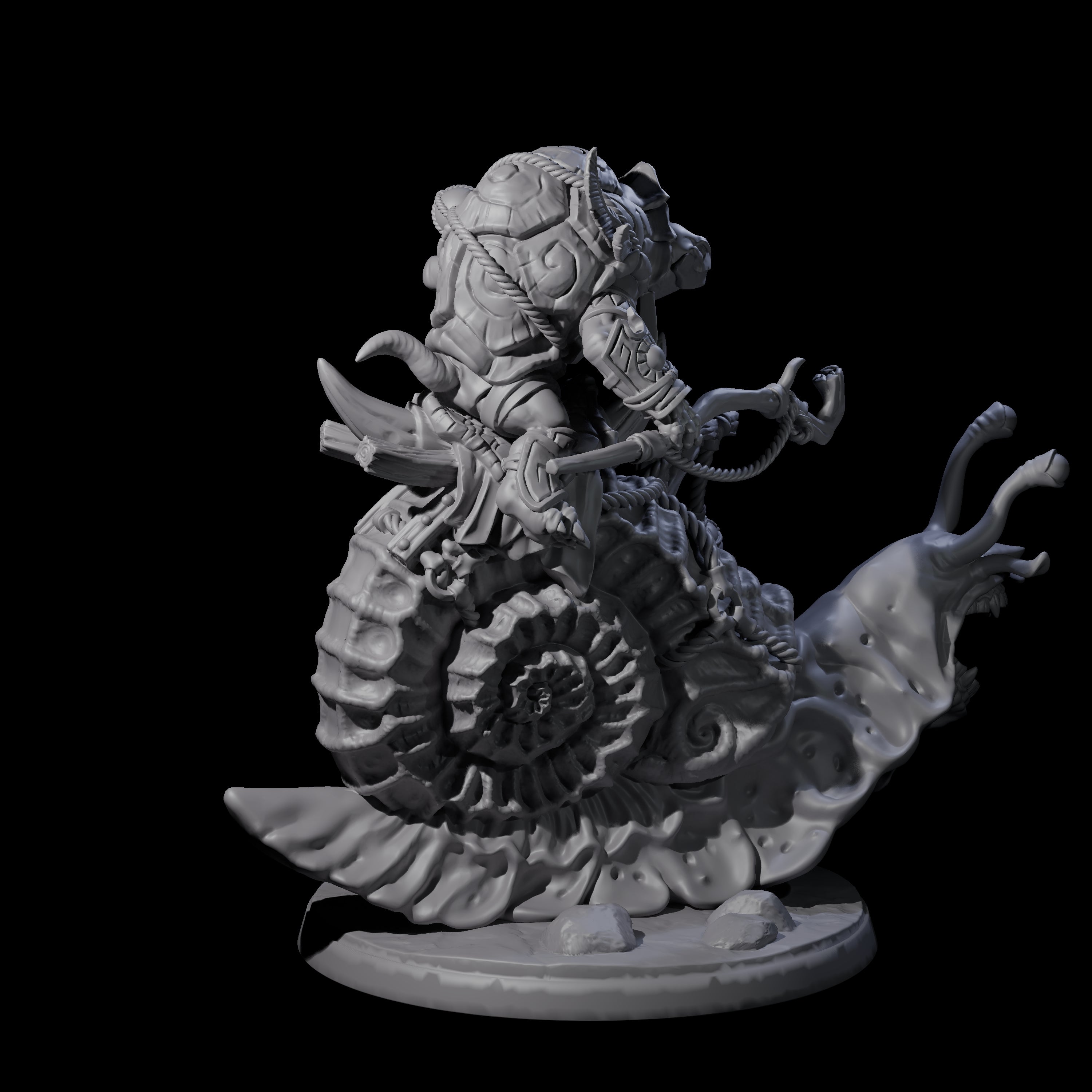 Tortle Warrior Riding Giant Snail A Miniature for Dungeons and Dragons, Pathfinder or other TTRPGs