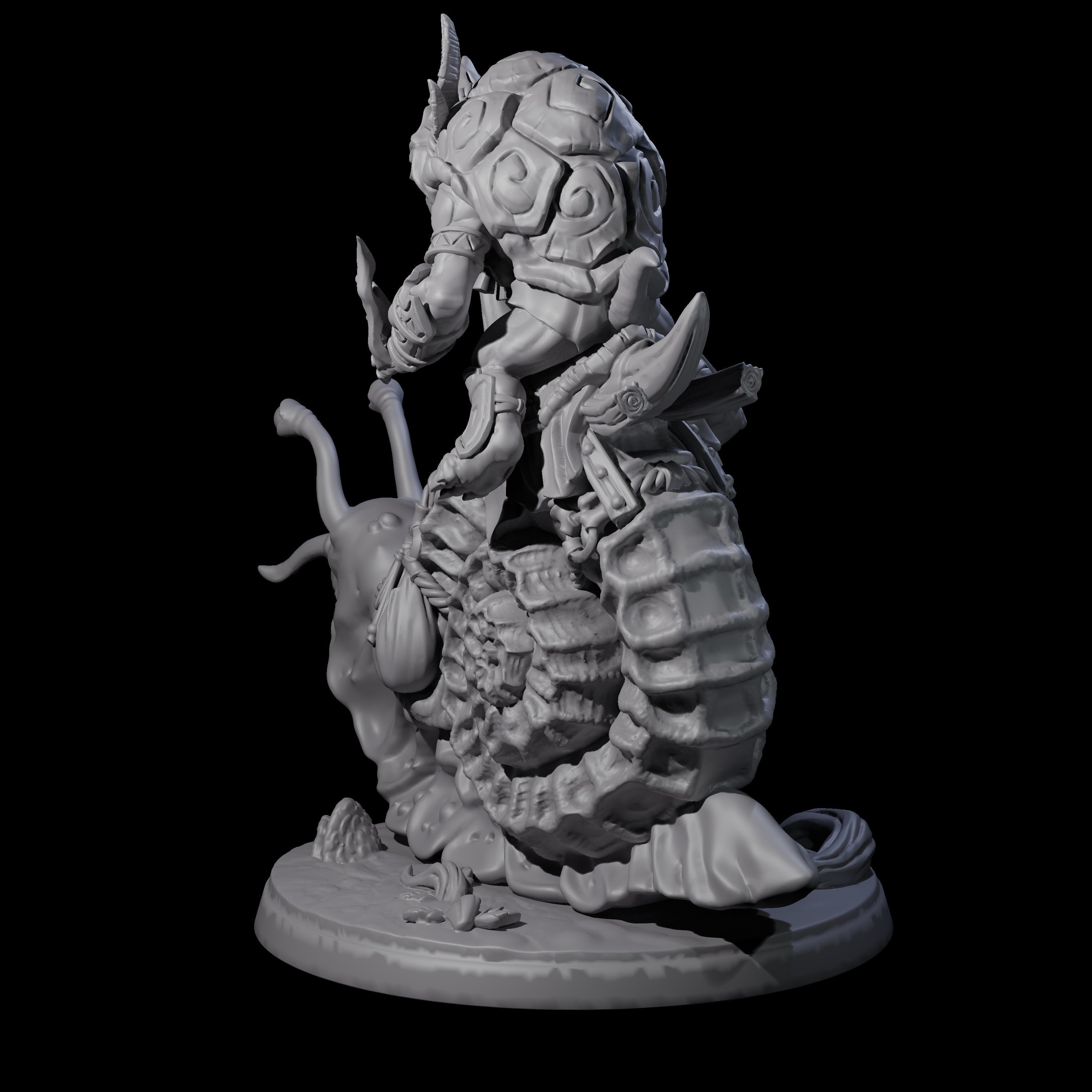 Tortle Warrior Riding Giant Snail B Miniature for Dungeons and Dragons, Pathfinder or other TTRPGs