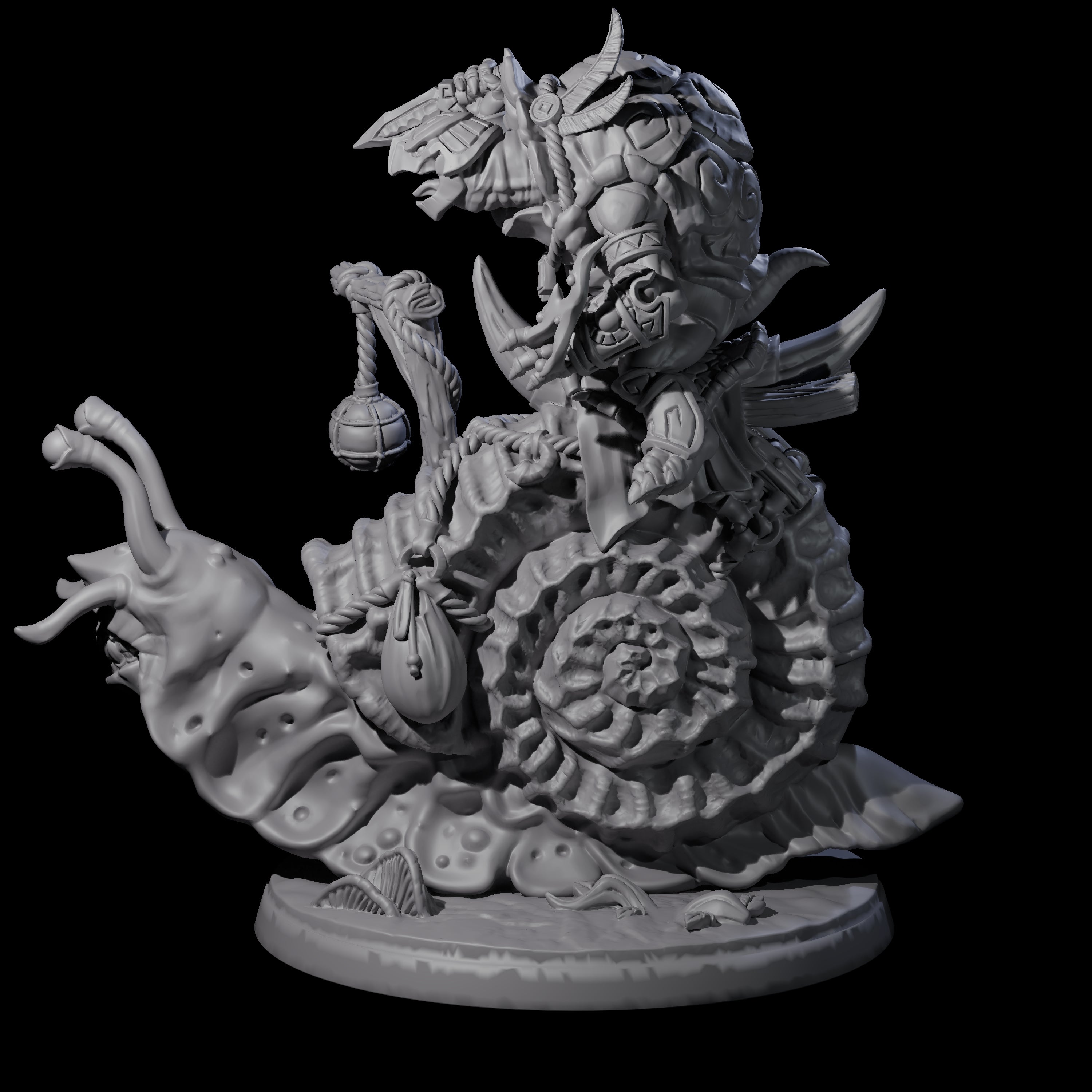 Tortle Warrior Riding Giant Snail B Miniature for Dungeons and Dragons, Pathfinder or other TTRPGs