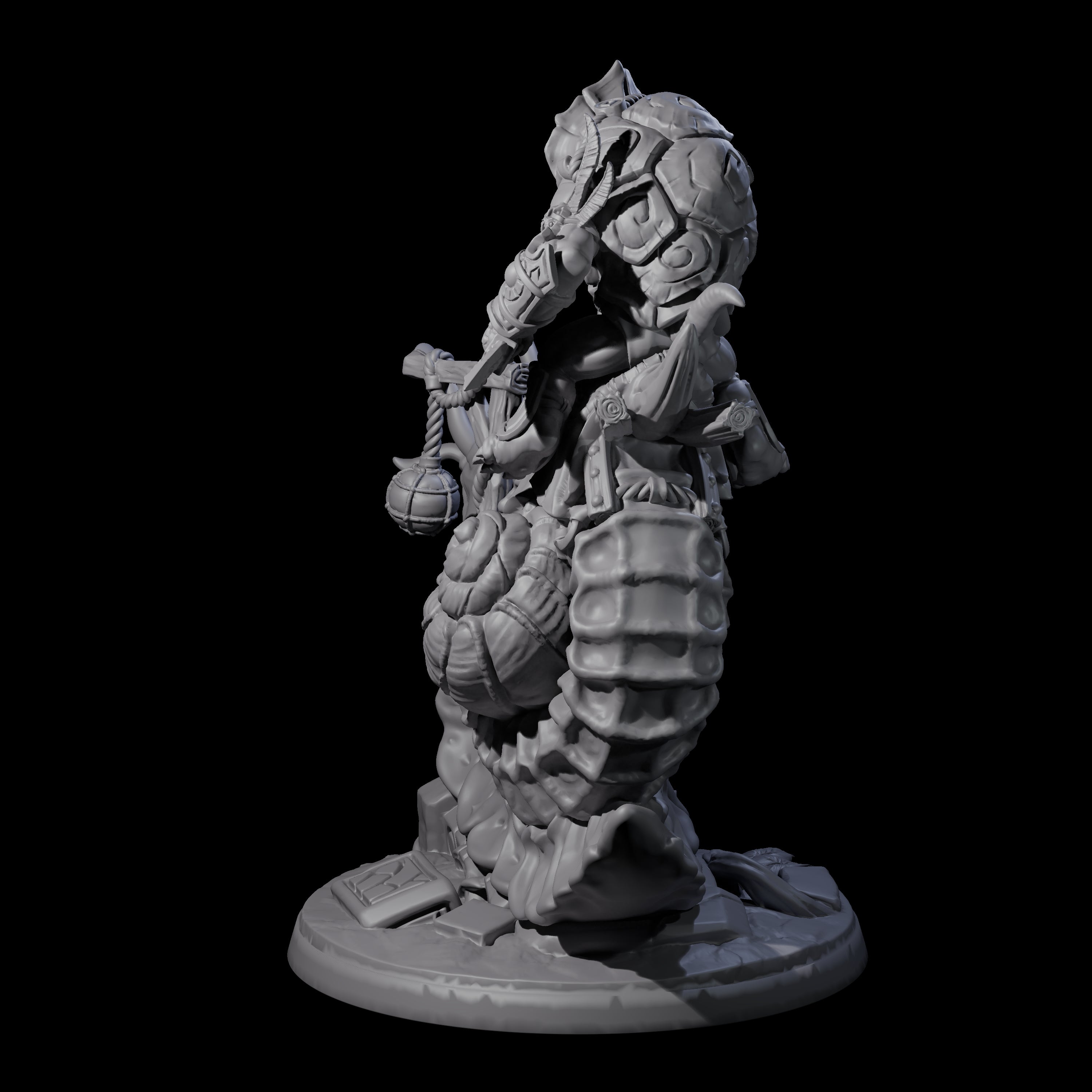 Tortle Warrior Riding Giant Snail C Miniature for Dungeons and Dragons, Pathfinder or other TTRPGs